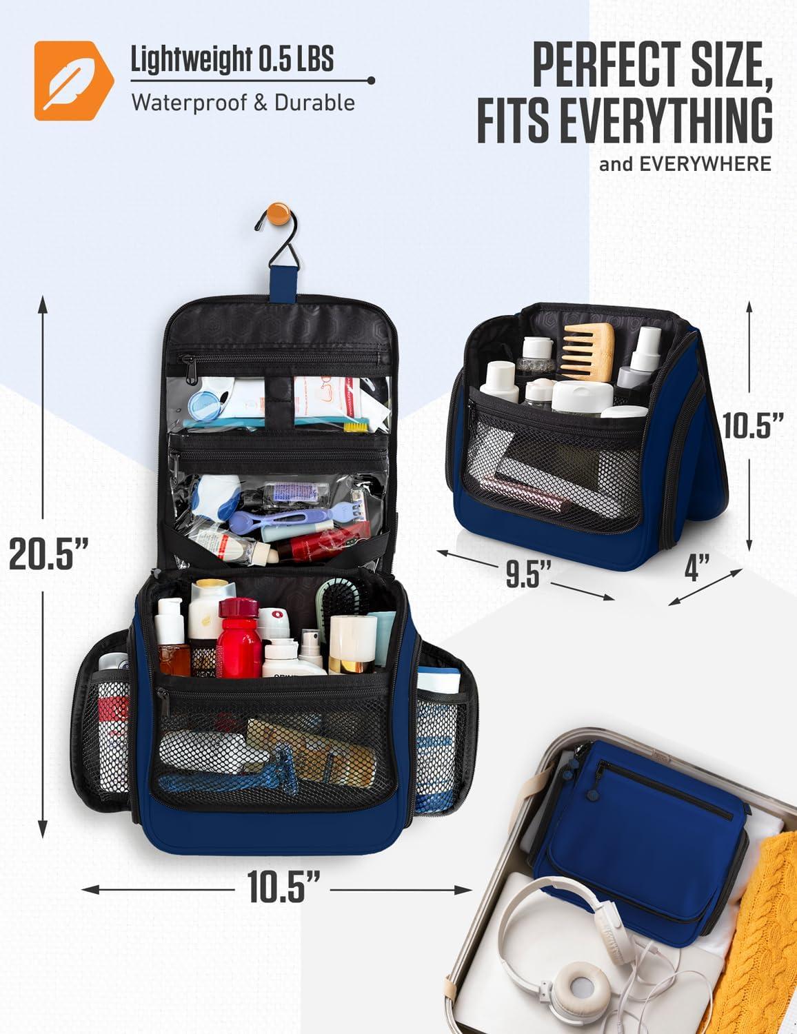 image:imageVENTURE 4TH Hanging Travel Toiletry Bag for Women amp Men Large Toiletry Organizer with 18 Compartments Removable TSA Pouch Travel Wash Bag for Toiletries Makeup amp Shaving Kit Forest GreenNavy