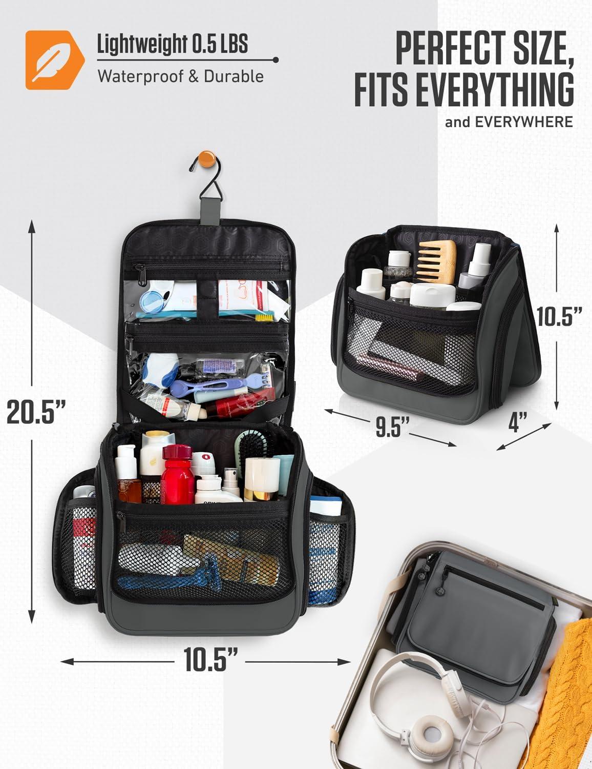 image:imageVENTURE 4TH Hanging Travel Toiletry Bag for Women amp Men Large Toiletry Organizer with 18 Compartments Removable TSA Pouch Travel Wash Bag for Toiletries Makeup amp Shaving Kit Forest GreenGray