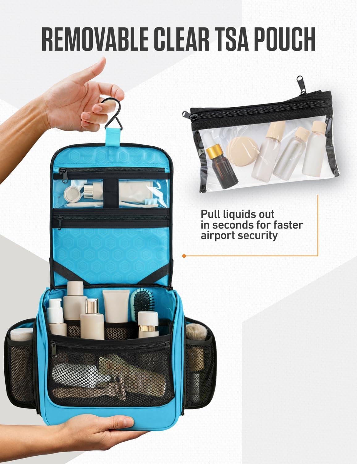 image:imageVENTURE 4TH Hanging Travel Toiletry Bag for Women amp Men Large Toiletry Organizer with 18 Compartments Removable TSA Pouch Travel Wash Bag for Toiletries Makeup amp Shaving Kit Forest GreenTiffany Blue