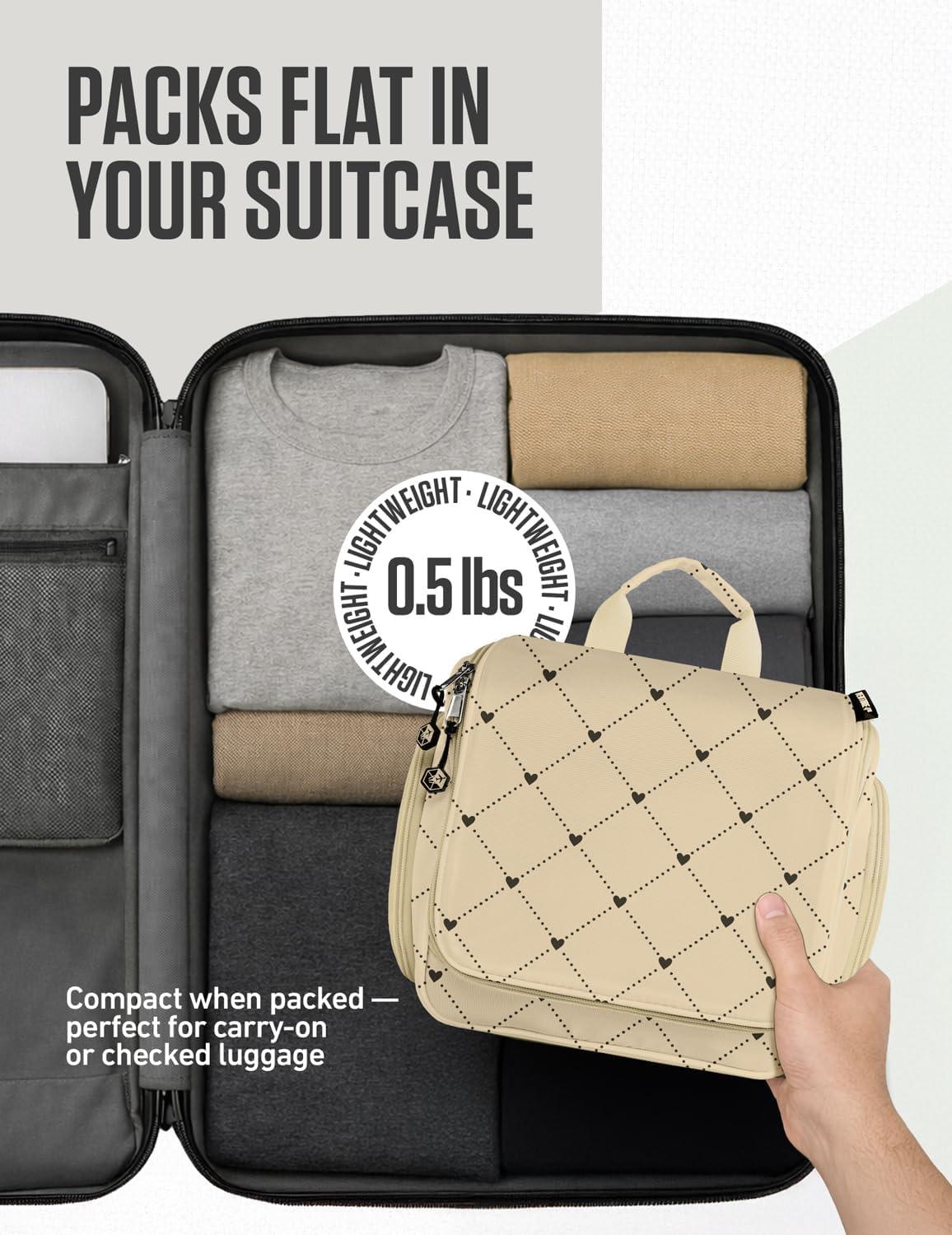 image:imageVENTURE 4TH Hanging Travel Toiletry Bag for Women amp Men Large Toiletry Organizer with 18 Compartments Removable TSA Pouch Travel Wash Bag for Toiletries Makeup amp Shaving Kit Forest GreenBeige Diamond