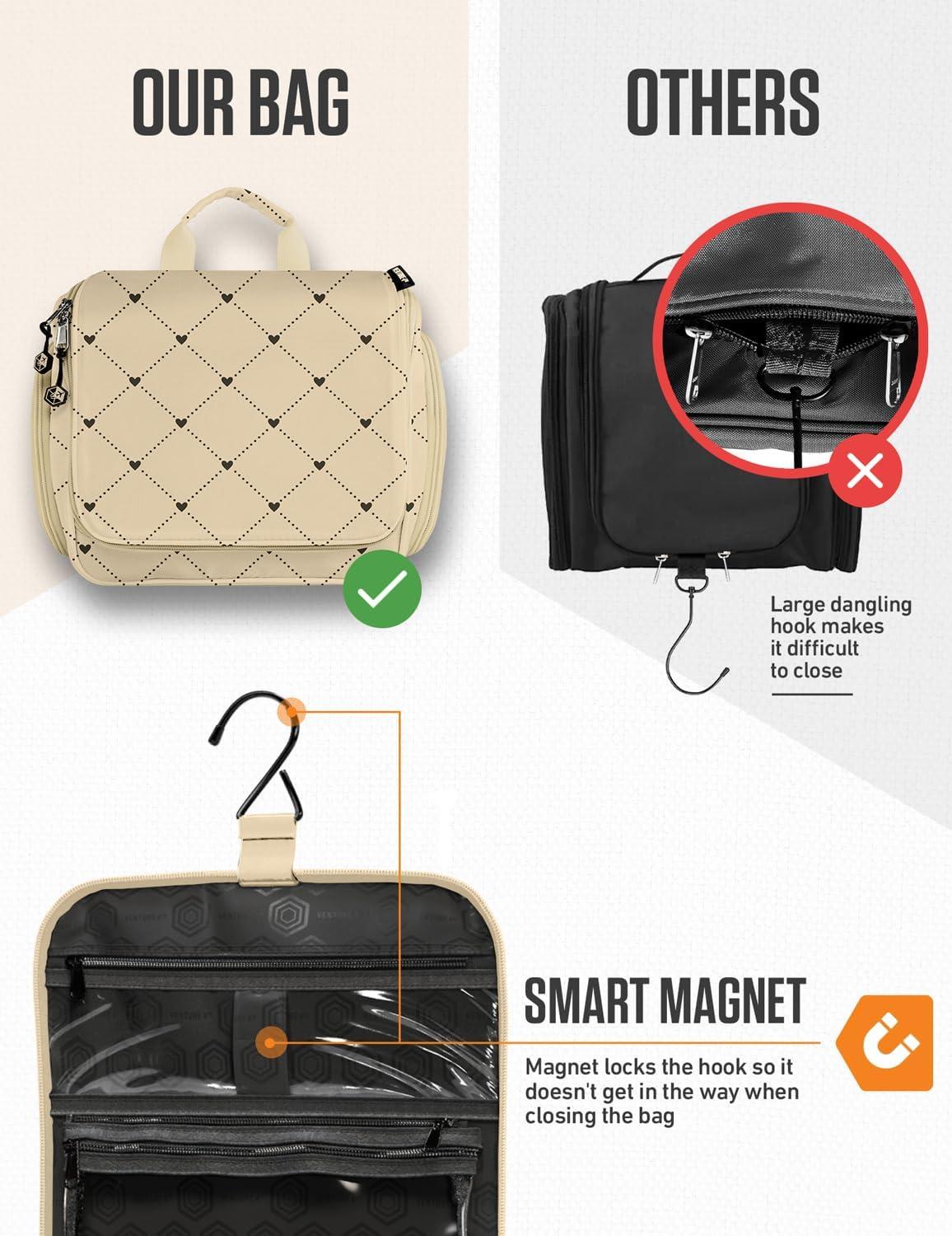 image:imageVENTURE 4TH Hanging Travel Toiletry Bag for Women amp Men Large Toiletry Organizer with 18 Compartments Removable TSA Pouch Travel Wash Bag for Toiletries Makeup amp Shaving Kit Forest GreenBeige Diamond