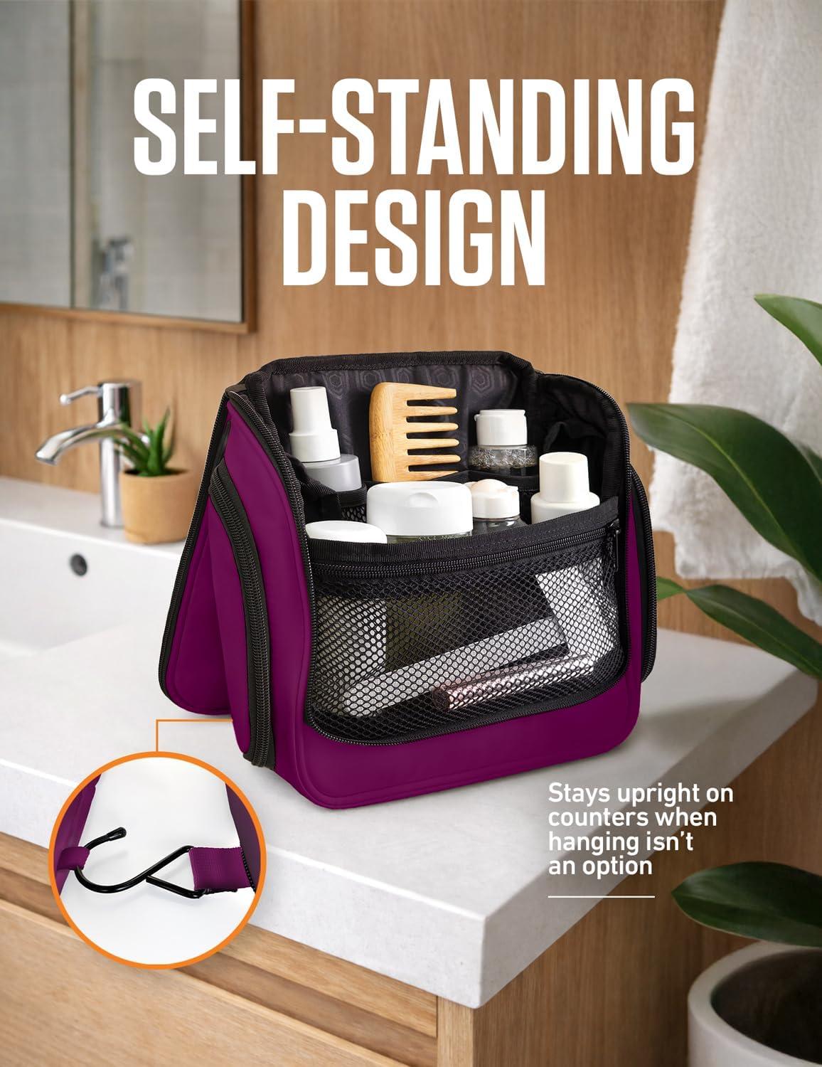 image:imageVENTURE 4TH Hanging Travel Toiletry Bag for Women amp Men Large Toiletry Organizer with 18 Compartments Removable TSA Pouch Travel Wash Bag for Toiletries Makeup amp Shaving Kit Forest GreenPurple