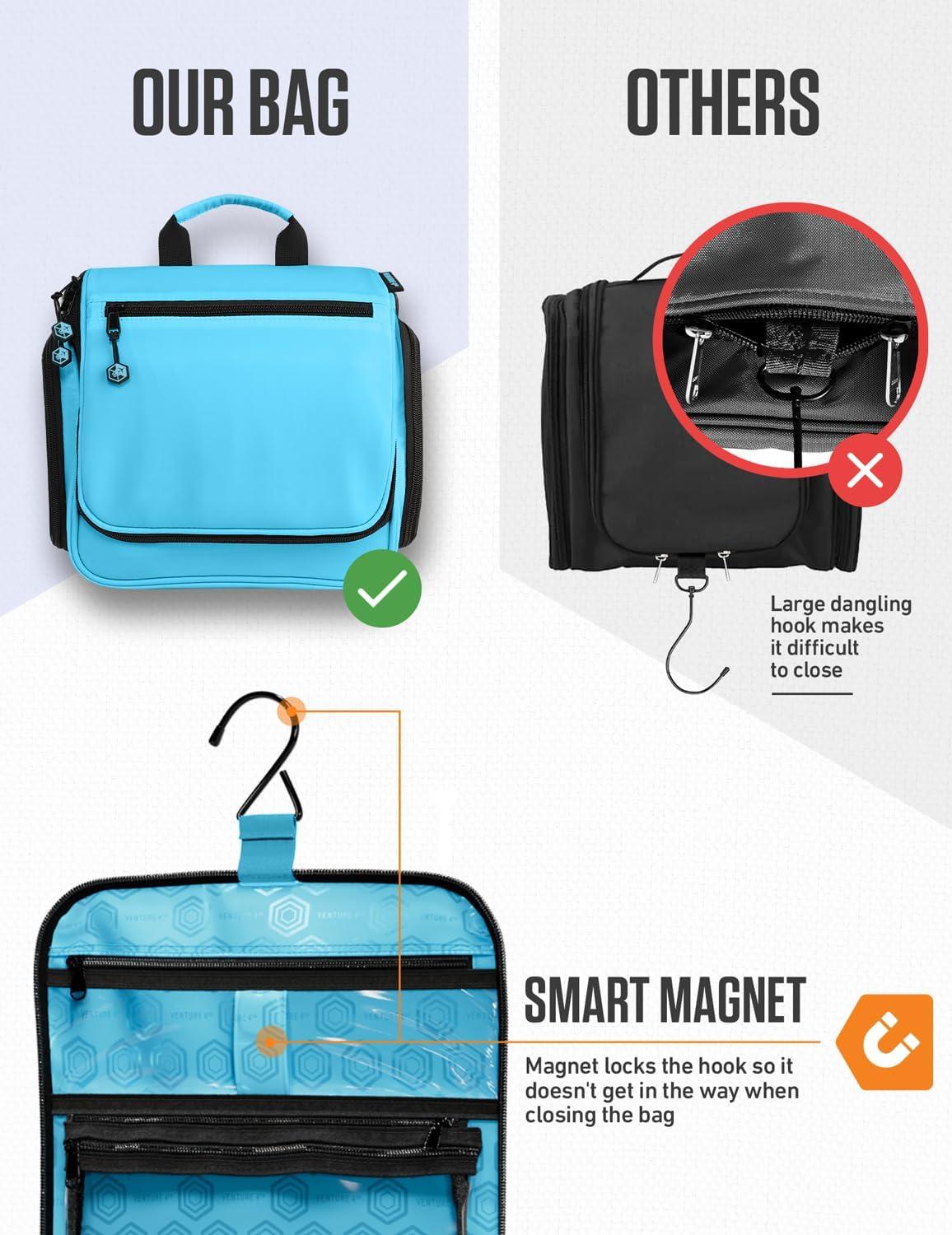 image:imageVENTURE 4TH Hanging Travel Toiletry Bag for Women amp Men Large Toiletry Organizer with 18 Compartments Removable TSA Pouch Travel Wash Bag for Toiletries Makeup amp Shaving Kit Forest GreenTiffany Blue