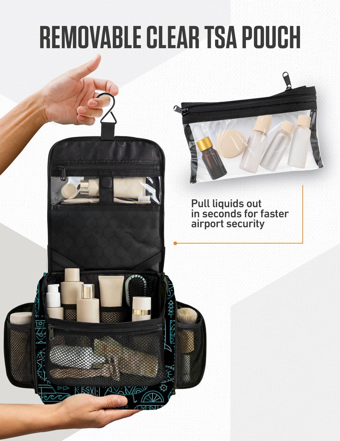 image:imageVENTURE 4TH Hanging Travel Toiletry Bag for Women amp Men Large Toiletry Organizer with 18 Compartments Removable TSA Pouch Travel Wash Bag for Toiletries Makeup amp Shaving Kit Forest GreenSurfing Vibes