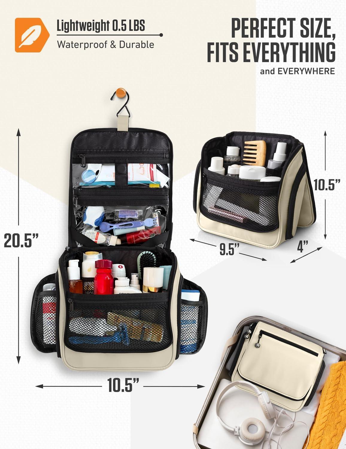 image:imageVENTURE 4TH Hanging Travel Toiletry Bag for Women amp Men Large Toiletry Organizer with 18 Compartments Removable TSA Pouch Travel Wash Bag for Toiletries Makeup amp Shaving Kit Forest GreenBeige