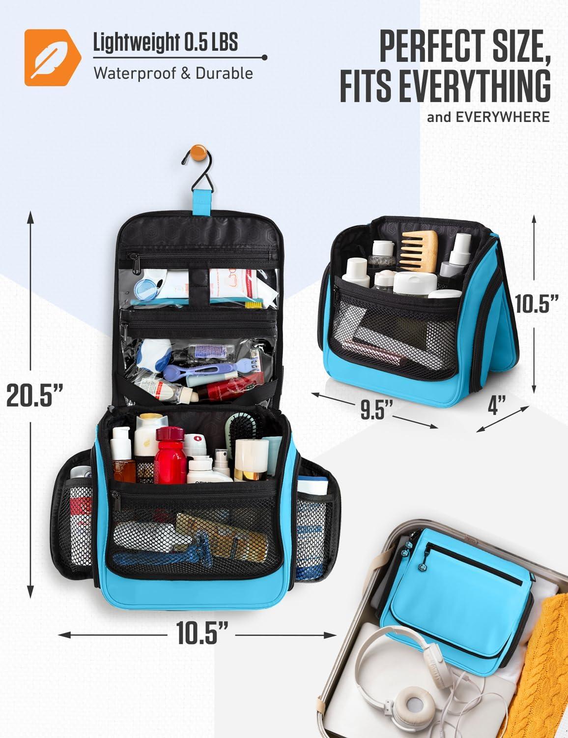 image:imageVENTURE 4TH Hanging Travel Toiletry Bag for Women amp Men Large Toiletry Organizer with 18 Compartments Removable TSA Pouch Travel Wash Bag for Toiletries Makeup amp Shaving Kit Forest GreenLight Blue