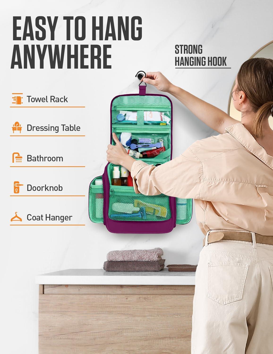 image:imageVENTURE 4TH Hanging Travel Toiletry Bag for Women amp Men Large Toiletry Organizer with 18 Compartments Removable TSA Pouch Travel Wash Bag for Toiletries Makeup amp Shaving Kit Forest GreenPurpleMint