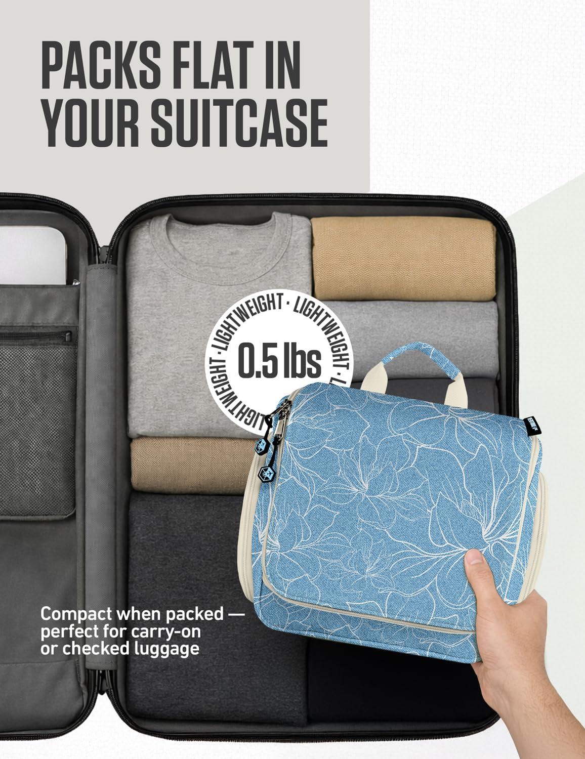 image:imageVENTURE 4TH Hanging Travel Toiletry Bag for Women amp Men Large Toiletry Organizer with 18 Compartments Removable TSA Pouch Travel Wash Bag for Toiletries Makeup amp Shaving Kit Forest GreenBlue Flowers