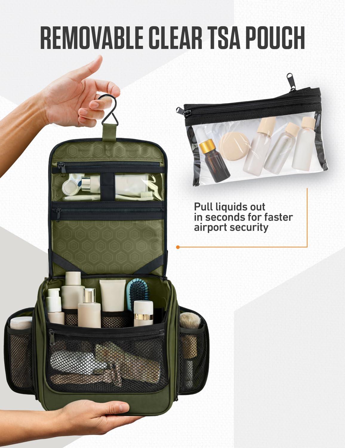 image:imageVENTURE 4TH Hanging Travel Toiletry Bag for Women amp Men Large Toiletry Organizer with 18 Compartments Removable TSA Pouch Travel Wash Bag for Toiletries Makeup amp Shaving Kit Forest GreenForest Green