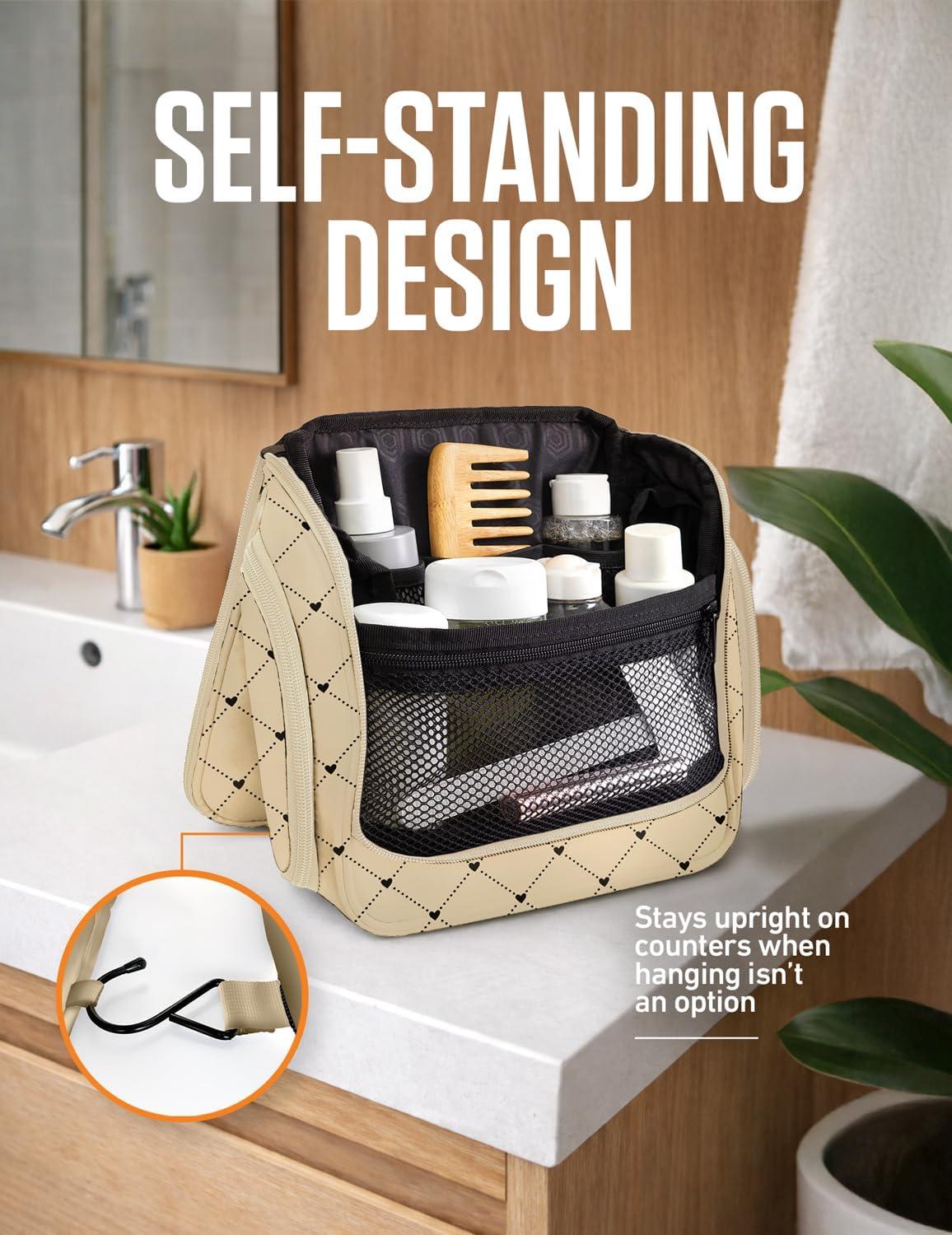 image:imageVENTURE 4TH Hanging Travel Toiletry Bag for Women amp Men Large Toiletry Organizer with 18 Compartments Removable TSA Pouch Travel Wash Bag for Toiletries Makeup amp Shaving Kit Forest GreenBeige Diamond