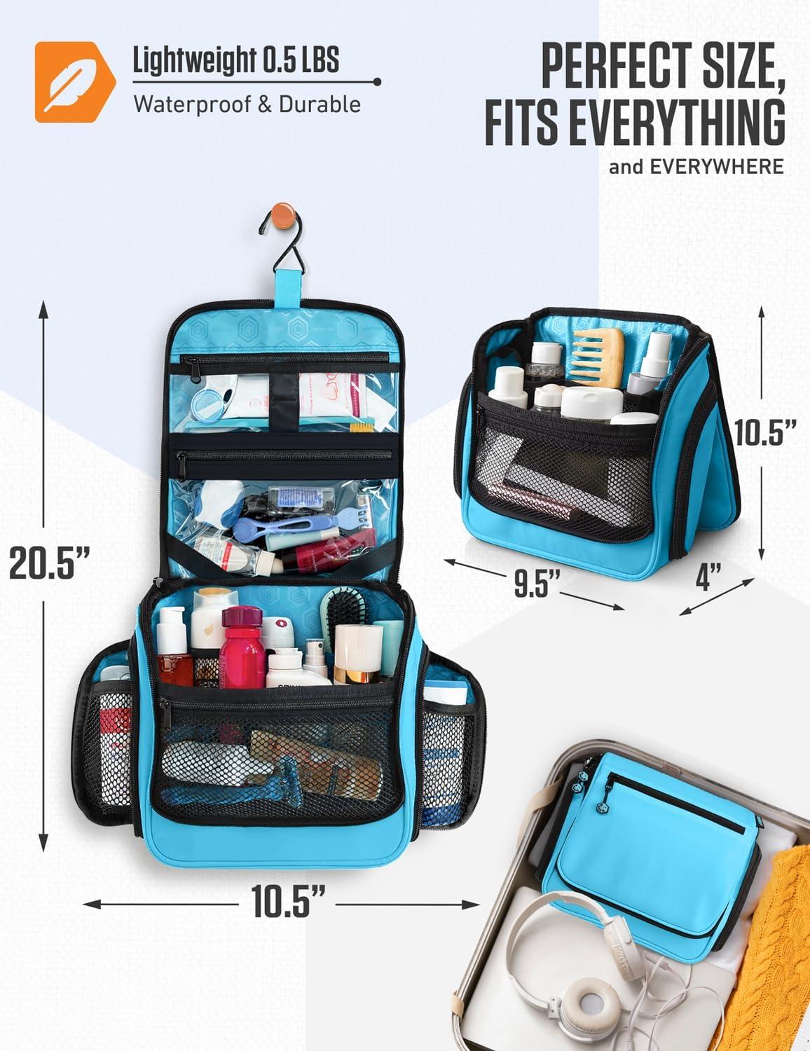 image:imageVENTURE 4TH Hanging Travel Toiletry Bag for Women amp Men Large Toiletry Organizer with 18 Compartments Removable TSA Pouch Travel Wash Bag for Toiletries Makeup amp Shaving Kit Forest GreenTiffany Blue