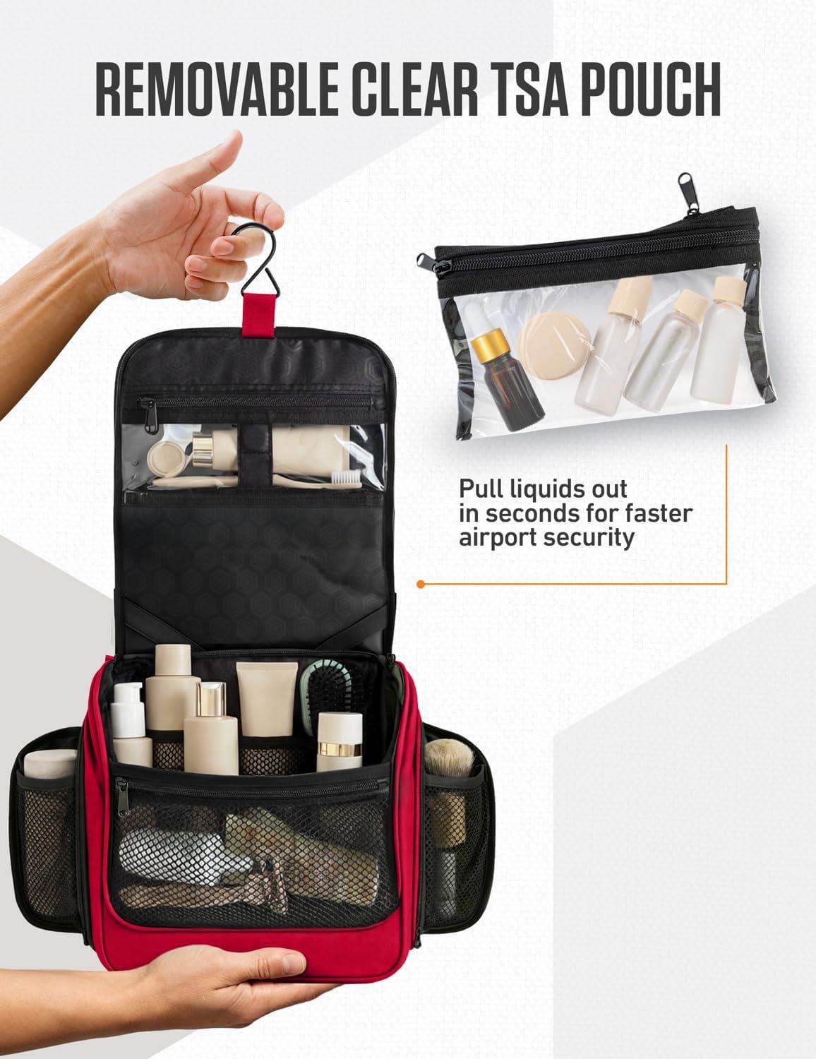 image:imageVENTURE 4TH Hanging Travel Toiletry Bag for Women amp Men Large Toiletry Organizer with 18 Compartments Removable TSA Pouch Travel Wash Bag for Toiletries Makeup amp Shaving Kit Forest GreenRed