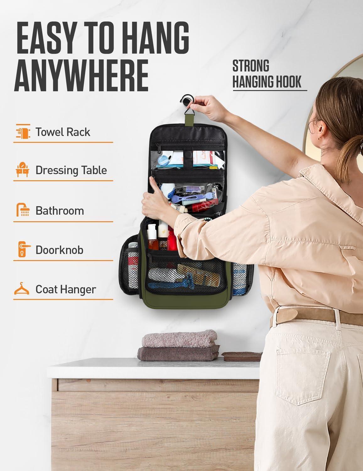 image:imageVENTURE 4TH Hanging Travel Toiletry Bag for Women amp Men Large Toiletry Organizer with 18 Compartments Removable TSA Pouch Travel Wash Bag for Toiletries Makeup amp Shaving Kit Forest GreenDark Green