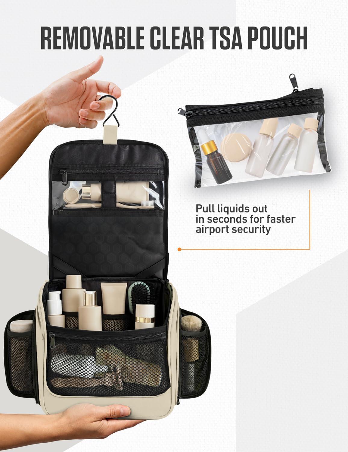 image:imageVENTURE 4TH Hanging Travel Toiletry Bag for Women amp Men Large Toiletry Organizer with 18 Compartments Removable TSA Pouch Travel Wash Bag for Toiletries Makeup amp Shaving Kit Forest GreenBeige