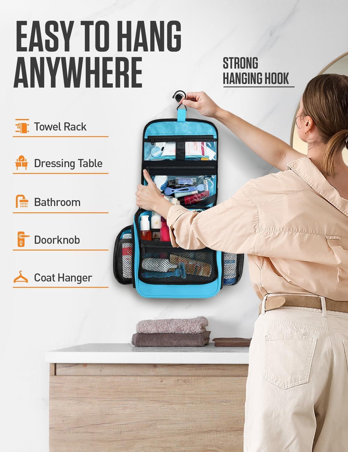 image:imageVENTURE 4TH Hanging Travel Toiletry Bag for Women amp Men Large Toiletry Organizer with 18 Compartments Removable TSA Pouch Travel Wash Bag for Toiletries Makeup amp Shaving Kit Forest GreenTiffany Blue