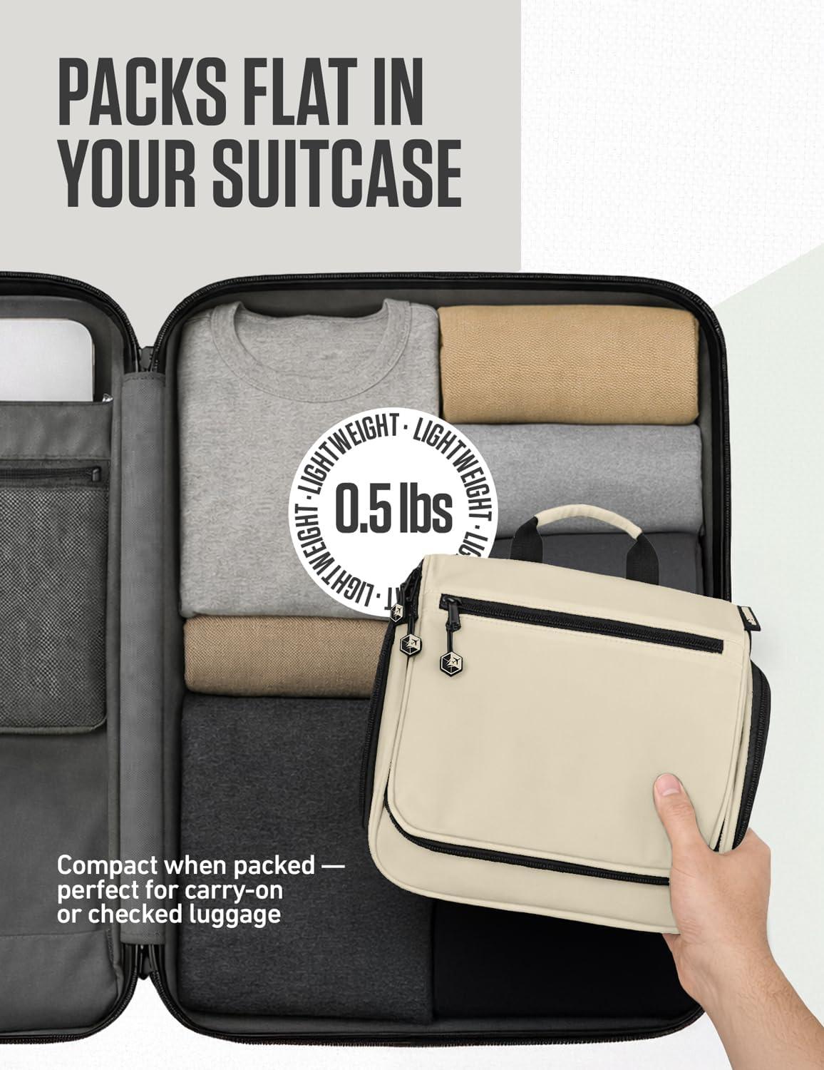 image:imageVENTURE 4TH Hanging Travel Toiletry Bag for Women amp Men Large Toiletry Organizer with 18 Compartments Removable TSA Pouch Travel Wash Bag for Toiletries Makeup amp Shaving Kit Forest GreenBeige