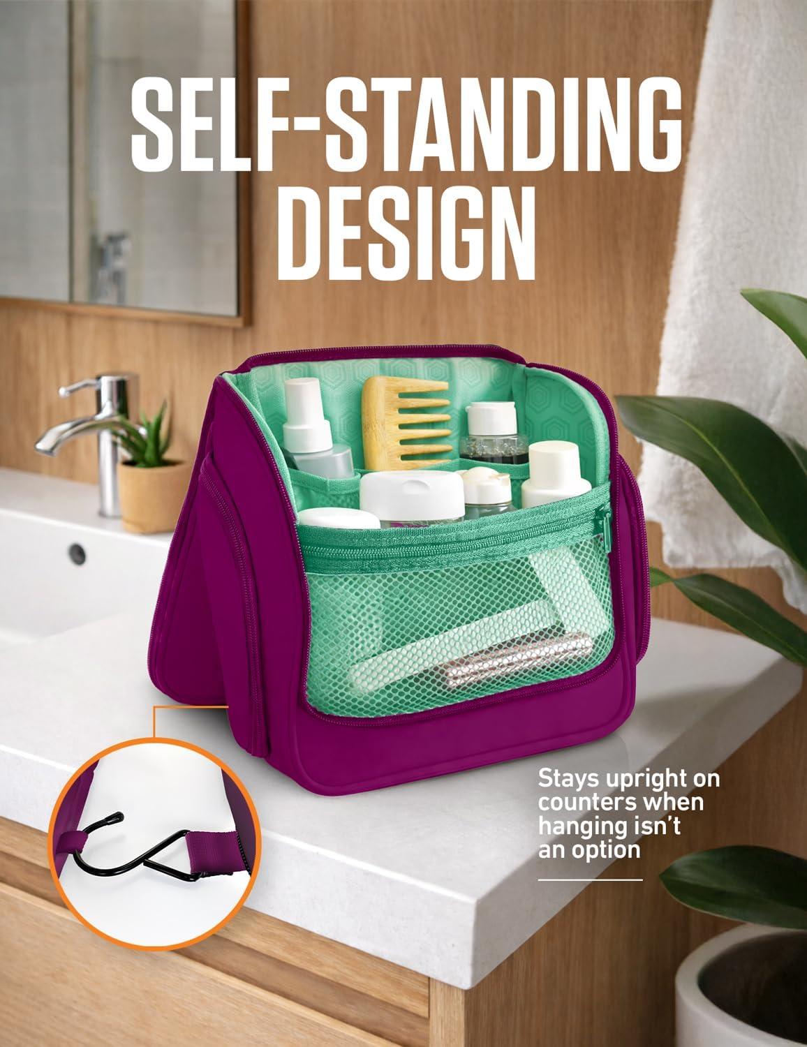 image:imageVENTURE 4TH Hanging Travel Toiletry Bag for Women amp Men Large Toiletry Organizer with 18 Compartments Removable TSA Pouch Travel Wash Bag for Toiletries Makeup amp Shaving Kit Forest GreenPurpleMint