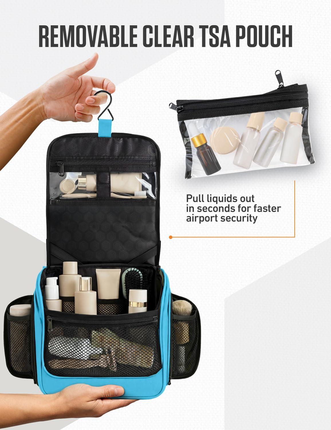 image:imageVENTURE 4TH Hanging Travel Toiletry Bag for Women amp Men Large Toiletry Organizer with 18 Compartments Removable TSA Pouch Travel Wash Bag for Toiletries Makeup amp Shaving Kit Forest GreenLight Blue