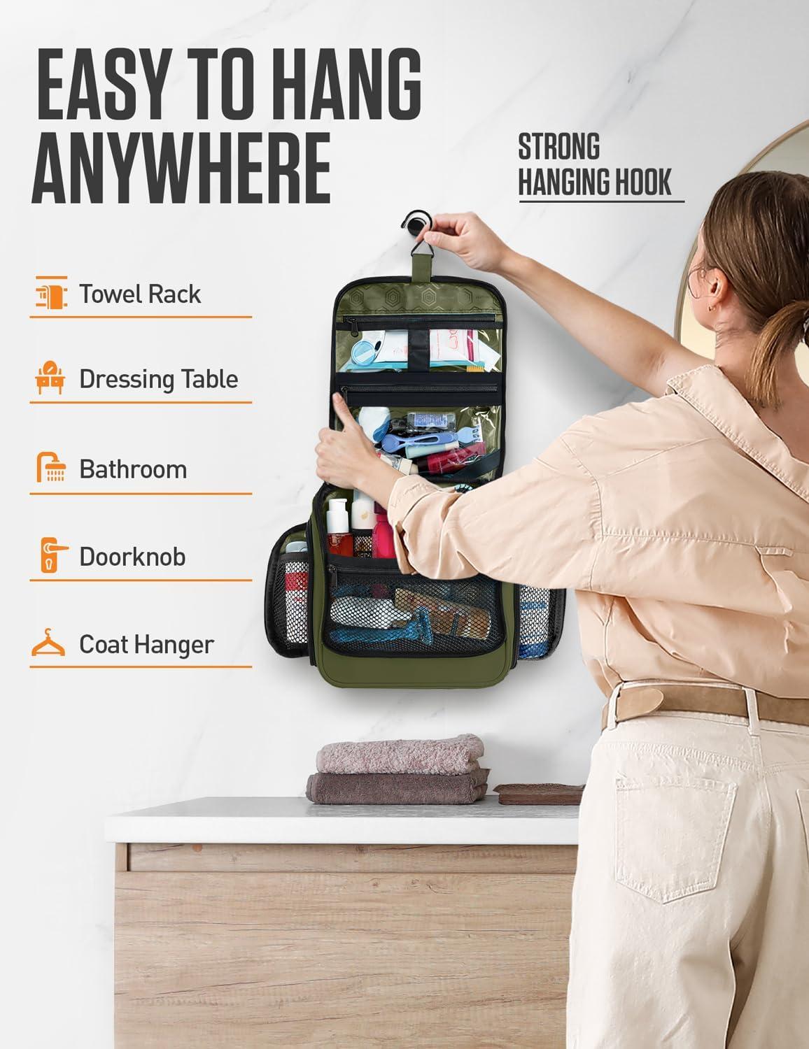 image:imageVENTURE 4TH Hanging Travel Toiletry Bag for Women amp Men Large Toiletry Organizer with 18 Compartments Removable TSA Pouch Travel Wash Bag for Toiletries Makeup amp Shaving Kit Forest GreenForest Green