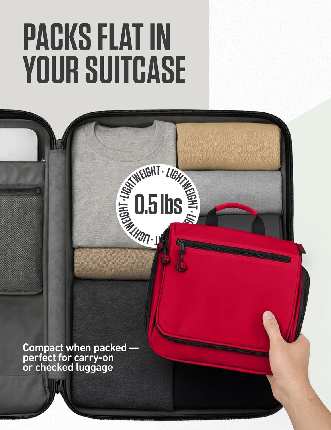 image:imageVENTURE 4TH Hanging Travel Toiletry Bag for Women amp Men Large Toiletry Organizer with 18 Compartments Removable TSA Pouch Travel Wash Bag for Toiletries Makeup amp Shaving Kit Forest GreenRed