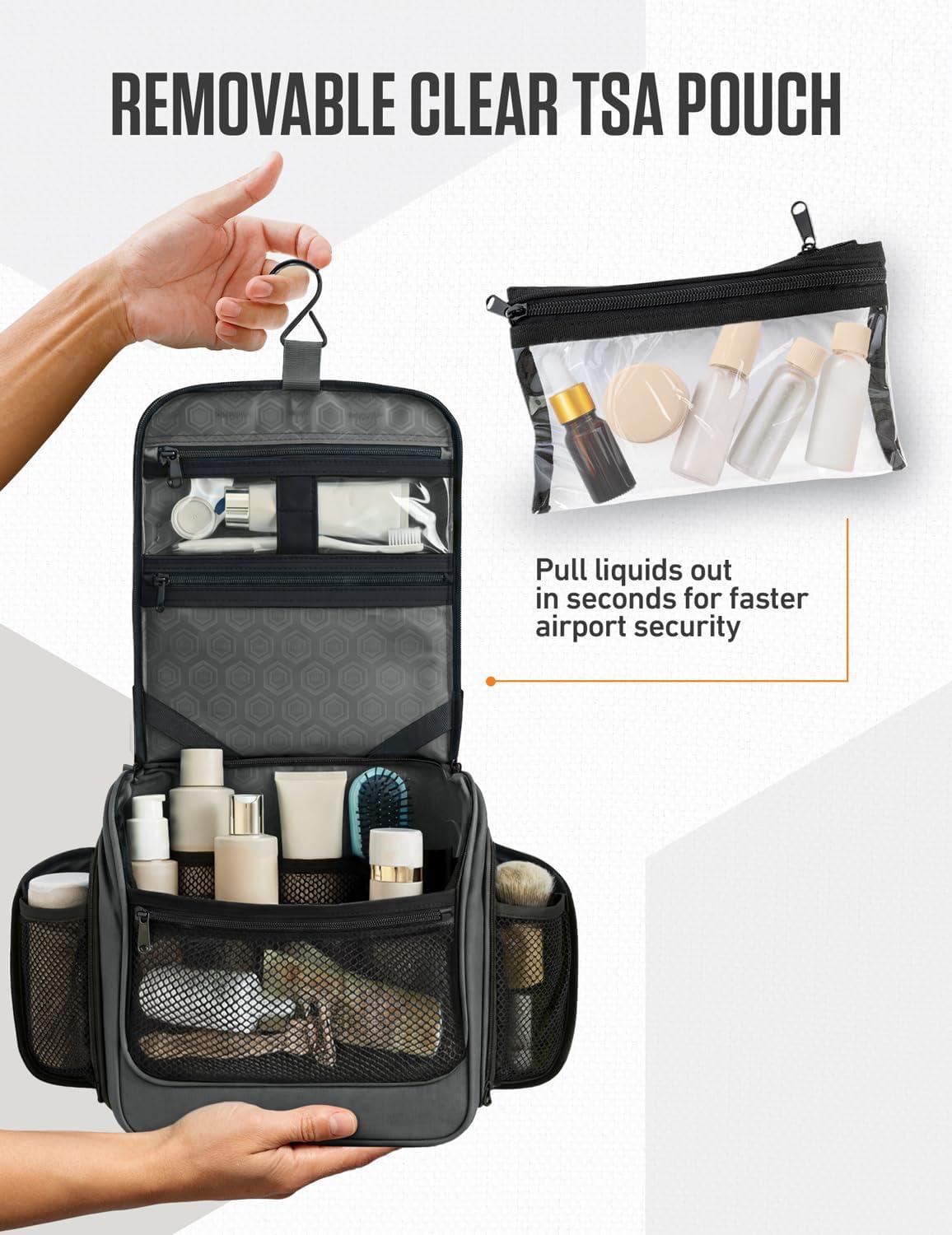 image:imageVENTURE 4TH Hanging Travel Toiletry Bag for Women amp Men Large Toiletry Organizer with 18 Compartments Removable TSA Pouch Travel Wash Bag for Toiletries Makeup amp Shaving Kit Forest GreenShadow Gray