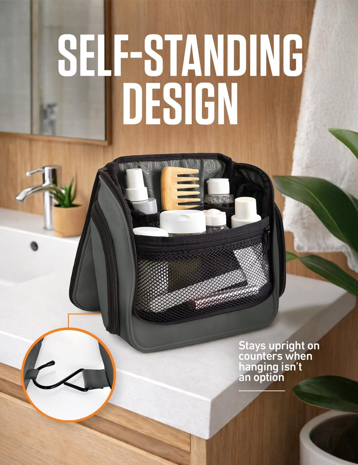 image:imageVENTURE 4TH Hanging Travel Toiletry Bag for Women amp Men Large Toiletry Organizer with 18 Compartments Removable TSA Pouch Travel Wash Bag for Toiletries Makeup amp Shaving Kit Forest GreenShadow Gray