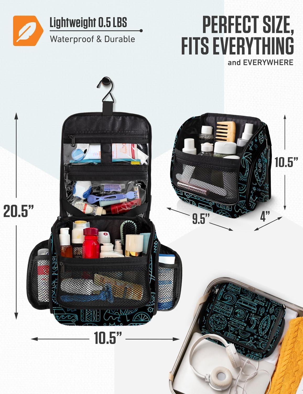 image:imageVENTURE 4TH Hanging Travel Toiletry Bag for Women amp Men Large Toiletry Organizer with 18 Compartments Removable TSA Pouch Travel Wash Bag for Toiletries Makeup amp Shaving Kit Forest GreenSurfing Vibes