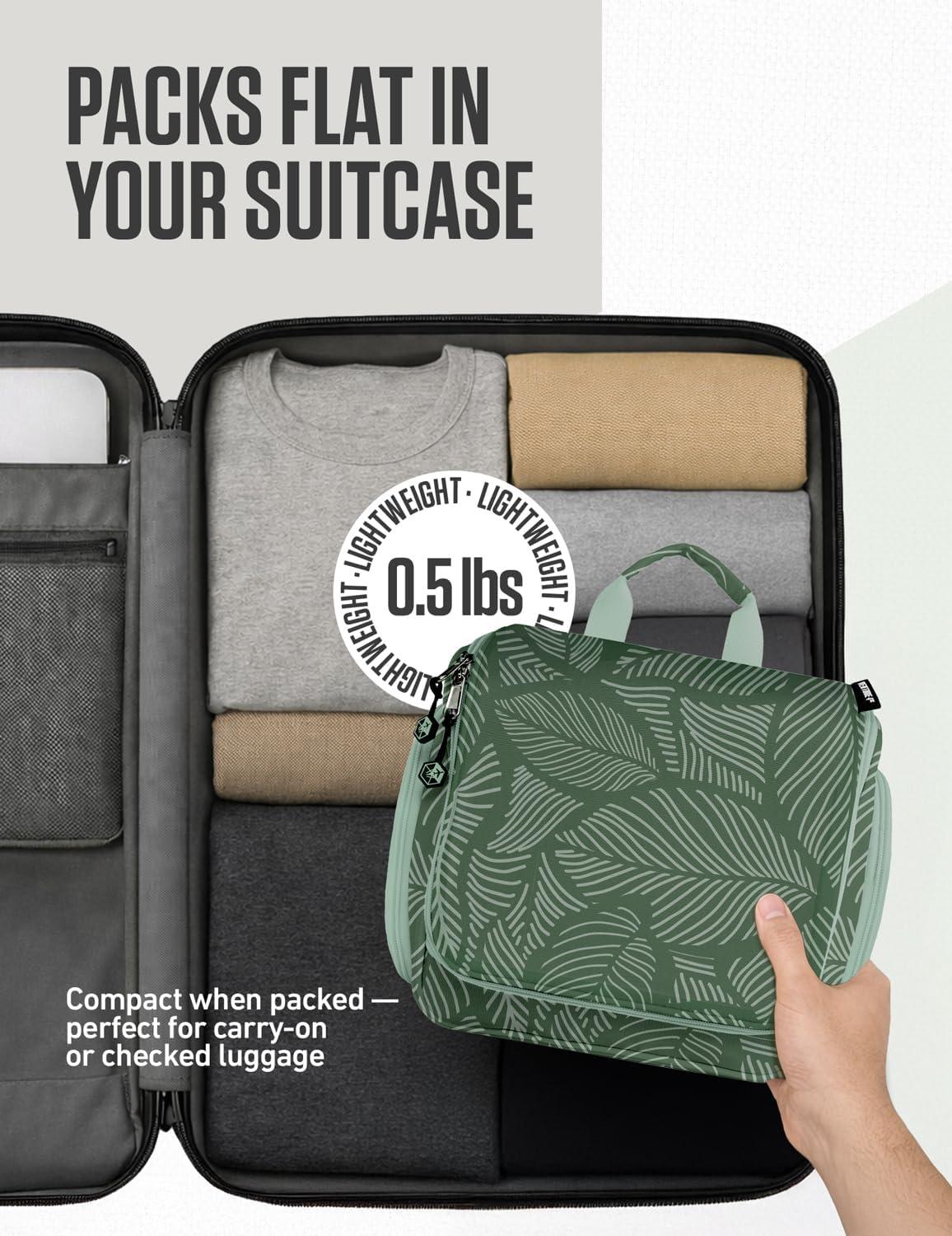 image:imageVENTURE 4TH Hanging Travel Toiletry Bag for Women amp Men Large Toiletry Organizer with 18 Compartments Removable TSA Pouch Travel Wash Bag for Toiletries Makeup amp Shaving Kit Forest GreenGreen Leaves