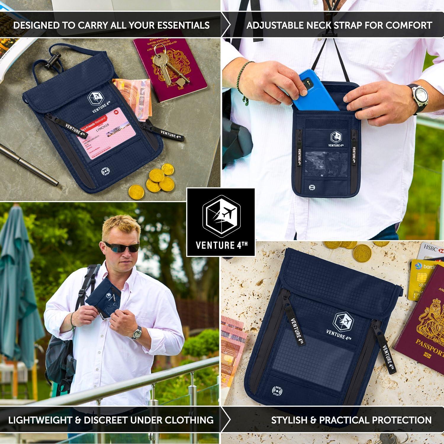 image:imageVENTURE 4TH Hidden Neck Pouch for Travel amp Quick Dry Towel Set Ideal Travel Bundle for Vacations Backpacking and Business Trips Travel Towel Size L