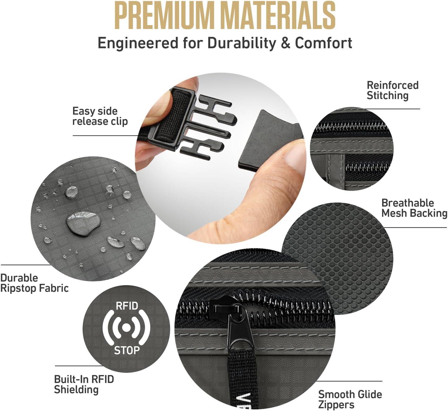 image:imageVENTURE 4TH Money Belt for Travel Hidden UnderClothes RFID Blocking Passport Holder amp Slim Travel Wallet Pouch for Men amp Women to Protect Cash Cards amp Documents Sleek BlueAsh Gray