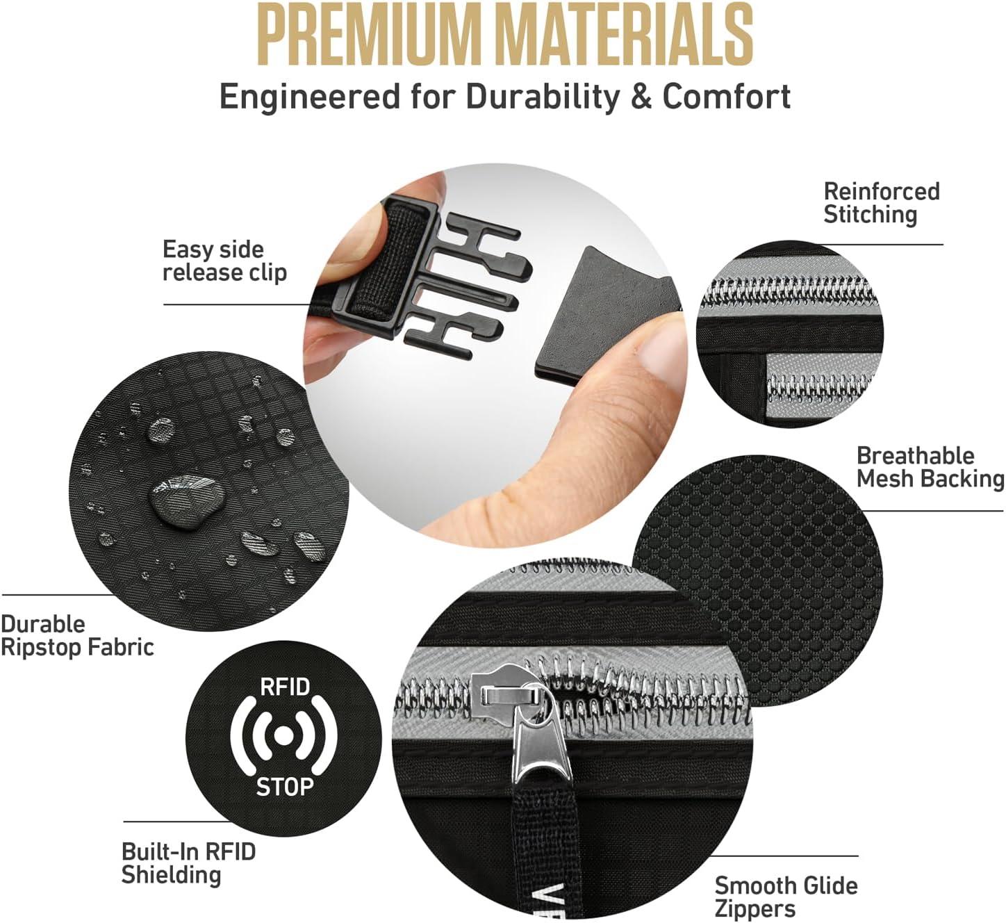 image:imageVENTURE 4TH Money Belt for Travel Hidden UnderClothes RFID Blocking Passport Holder amp Slim Travel Wallet Pouch for Men amp Women to Protect Cash Cards amp Documents Sleek BlueBlack