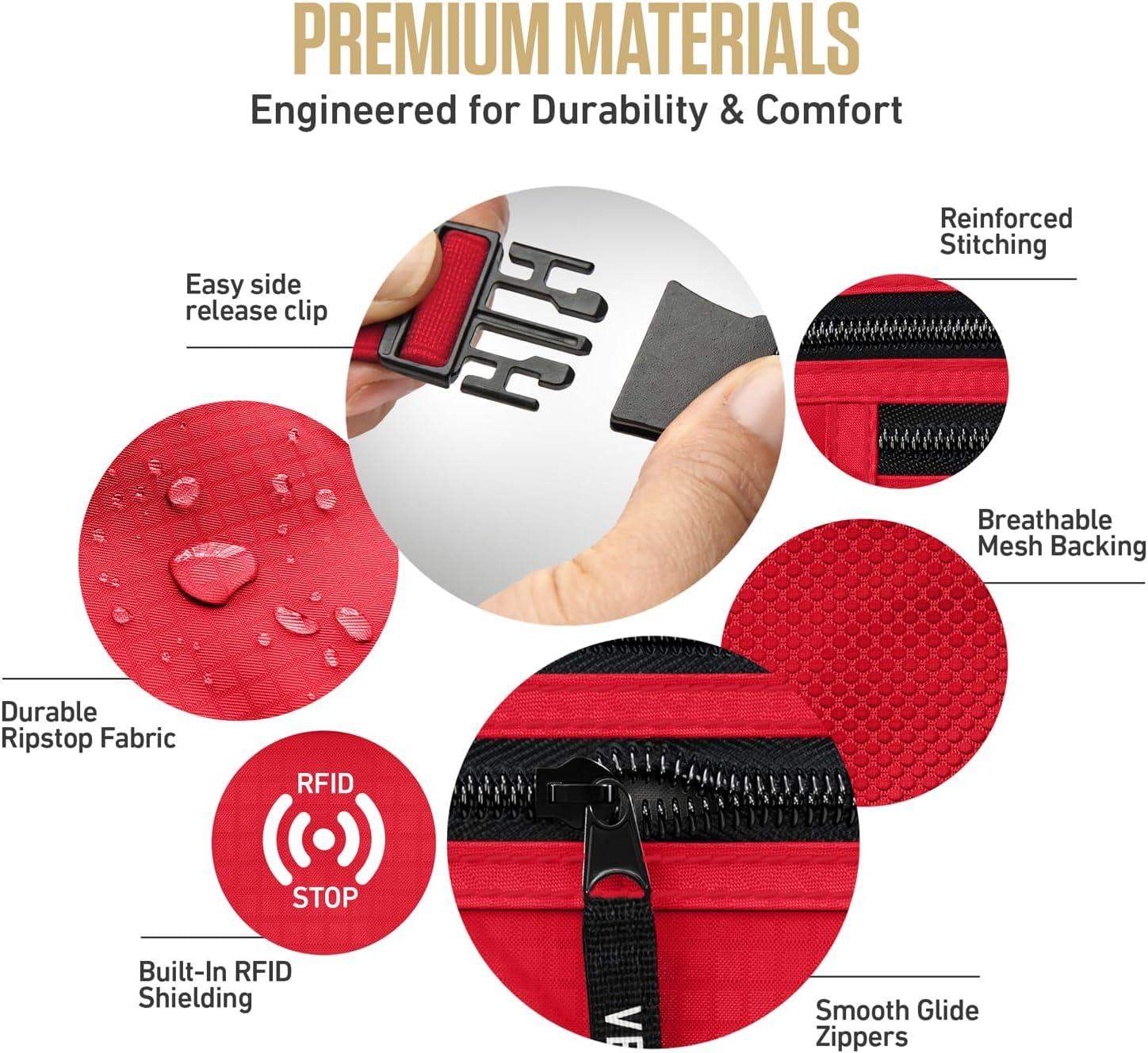 image:imageVENTURE 4TH Money Belt for Travel Hidden UnderClothes RFID Blocking Passport Holder amp Slim Travel Wallet Pouch for Men amp Women to Protect Cash Cards amp Documents Sleek BlueRed