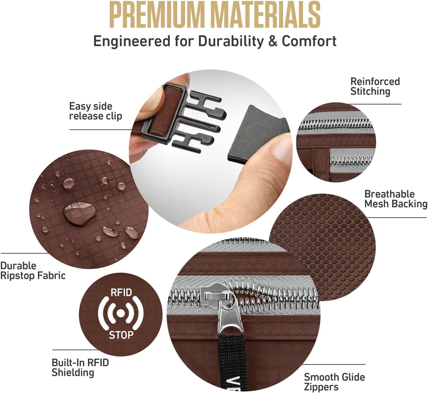image:imageVENTURE 4TH Money Belt for Travel Hidden UnderClothes RFID Blocking Passport Holder amp Slim Travel Wallet Pouch for Men amp Women to Protect Cash Cards amp Documents Sleek BlueBrown