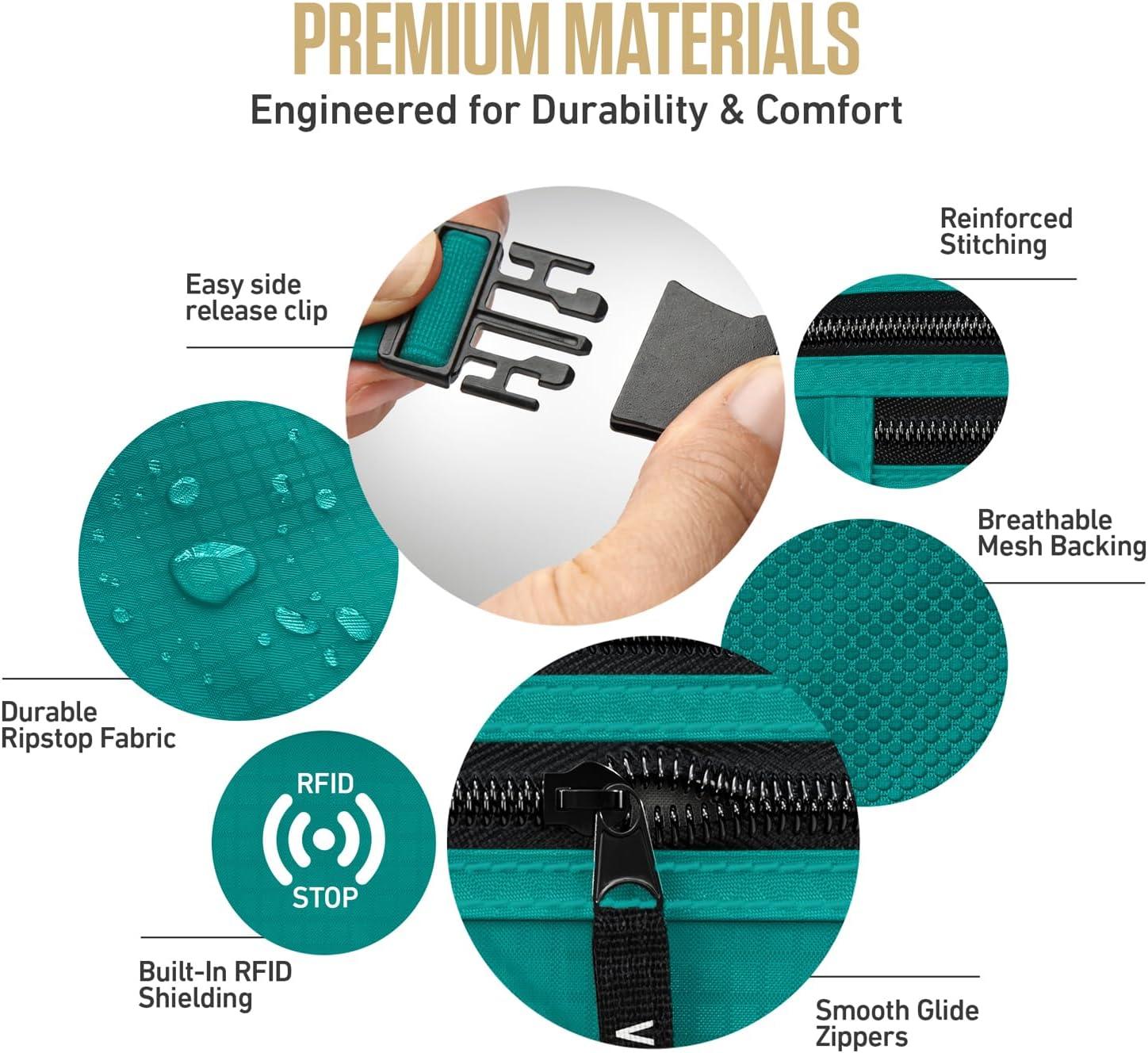 image:imageVENTURE 4TH Money Belt for Travel Hidden UnderClothes RFID Blocking Passport Holder amp Slim Travel Wallet Pouch for Men amp Women to Protect Cash Cards amp Documents Sleek BlueTurquoise
