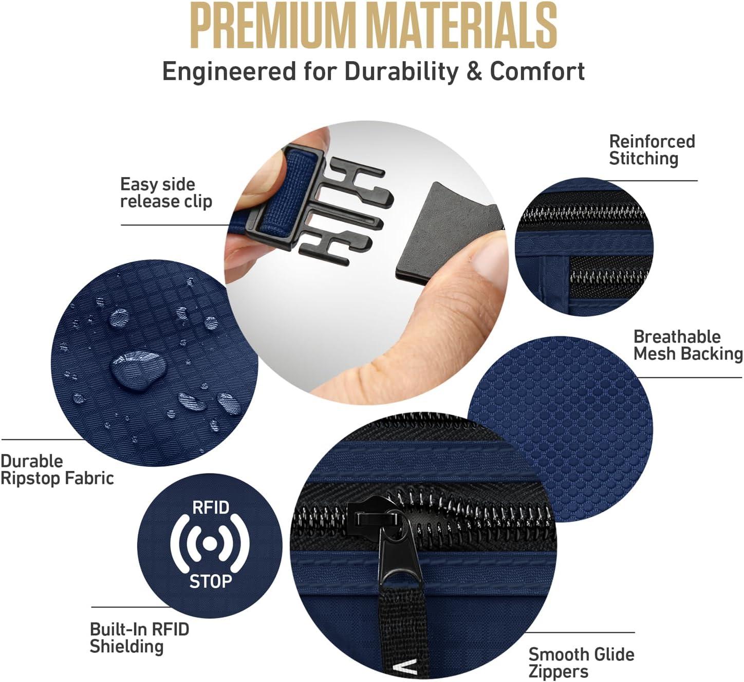 image:imageVENTURE 4TH Money Belt for Travel Hidden UnderClothes RFID Blocking Passport Holder amp Slim Travel Wallet Pouch for Men amp Women to Protect Cash Cards amp Documents Sleek BlueNavy Blue
