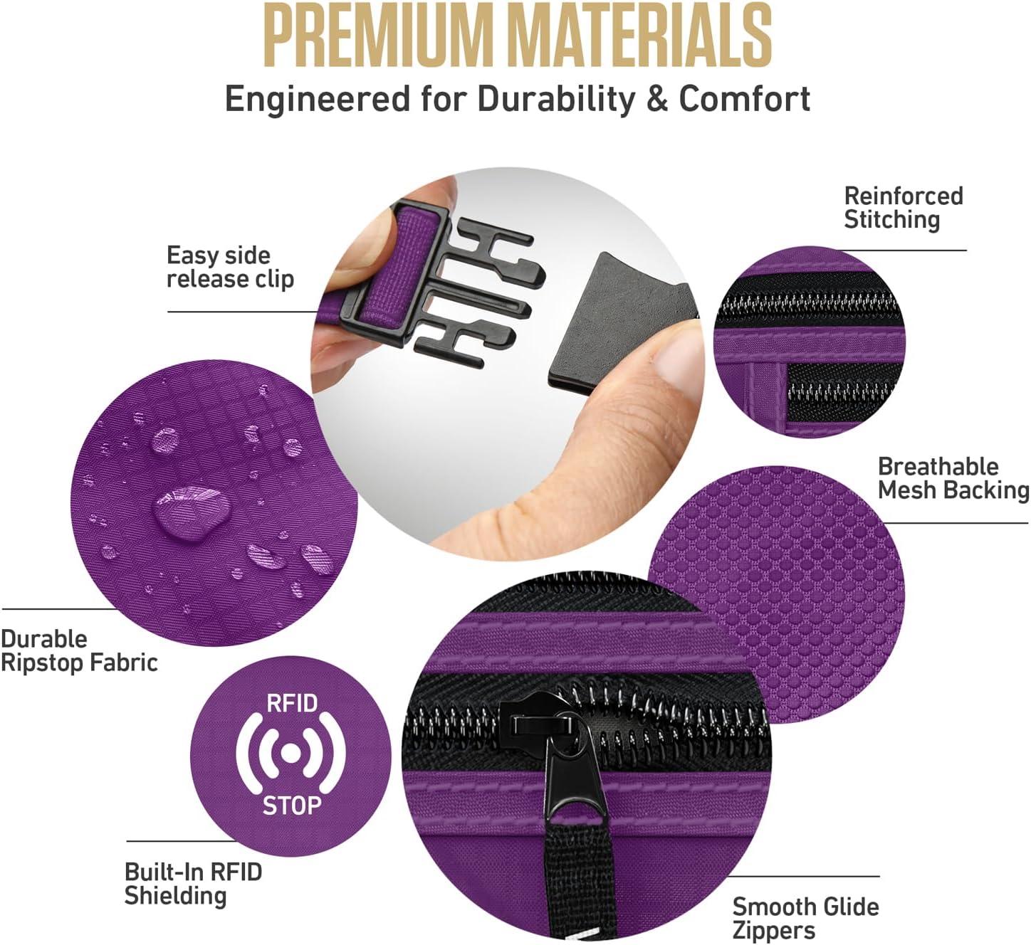 image:imageVENTURE 4TH Money Belt for Travel Hidden UnderClothes RFID Blocking Passport Holder amp Slim Travel Wallet Pouch for Men amp Women to Protect Cash Cards amp Documents Sleek BluePurple