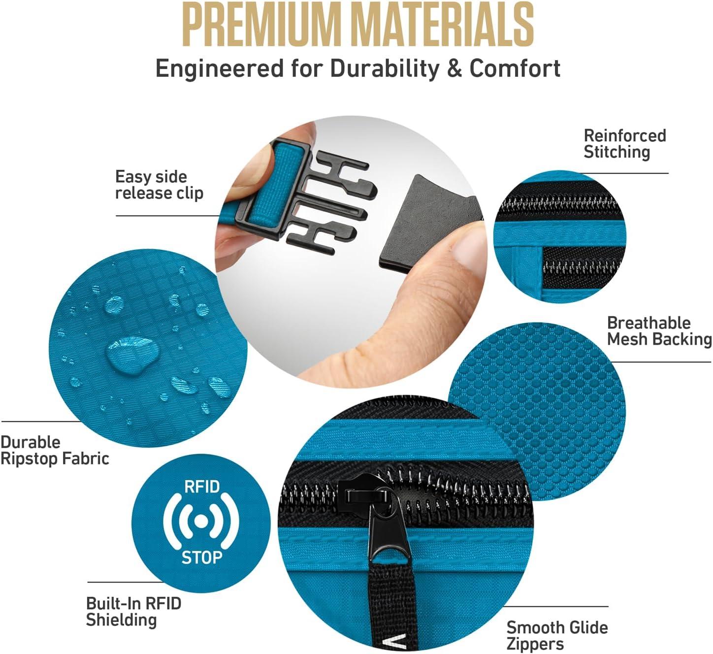 image:imageVENTURE 4TH Money Belt for Travel Hidden UnderClothes RFID Blocking Passport Holder amp Slim Travel Wallet Pouch for Men amp Women to Protect Cash Cards amp Documents Sleek BlueBlue