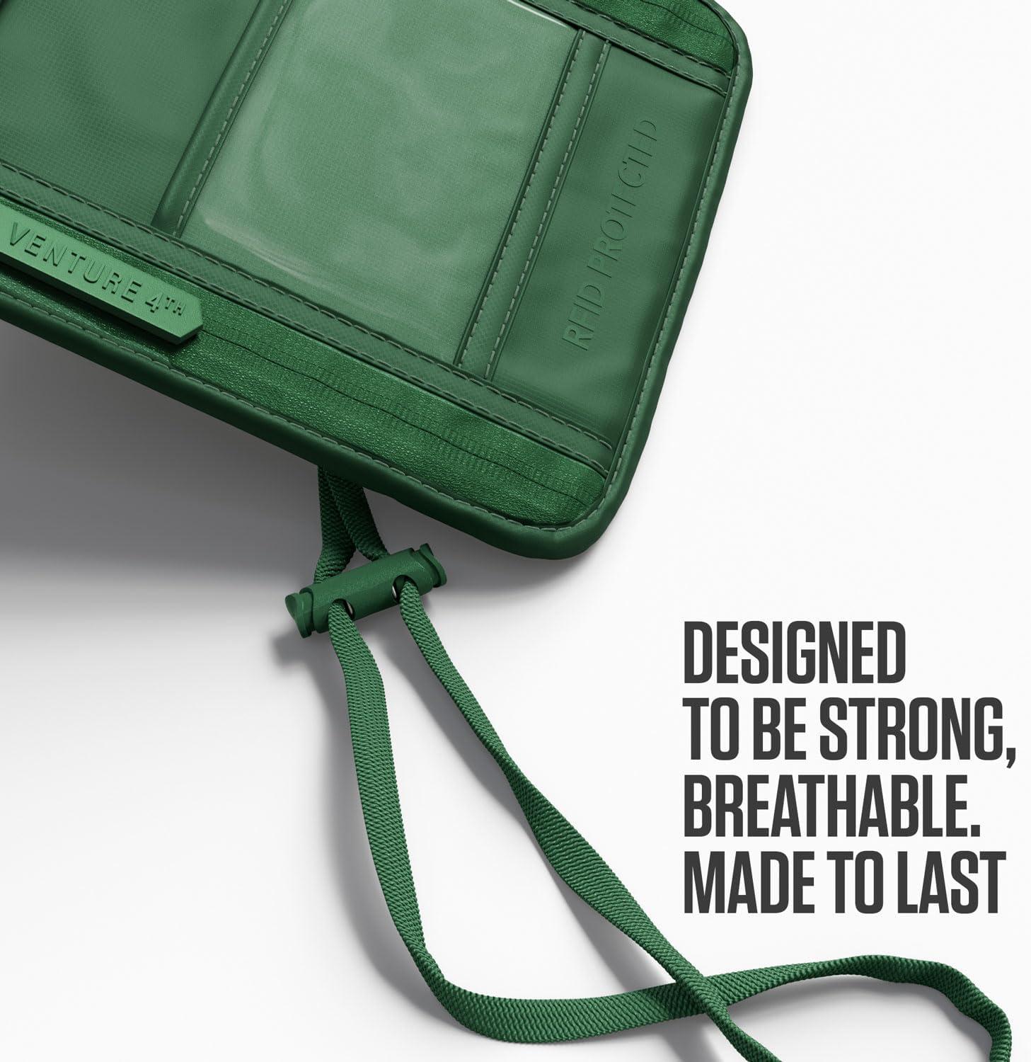 image:imageVENTURE 4TH Neck Wallet for Women amp Men RFID Blocking Passport Holder for Travel Hidden Neck Pouch with 6 Compartments Slim Lightweight Travel Organizer with Adjustable Strap BeigeSleek Army Green