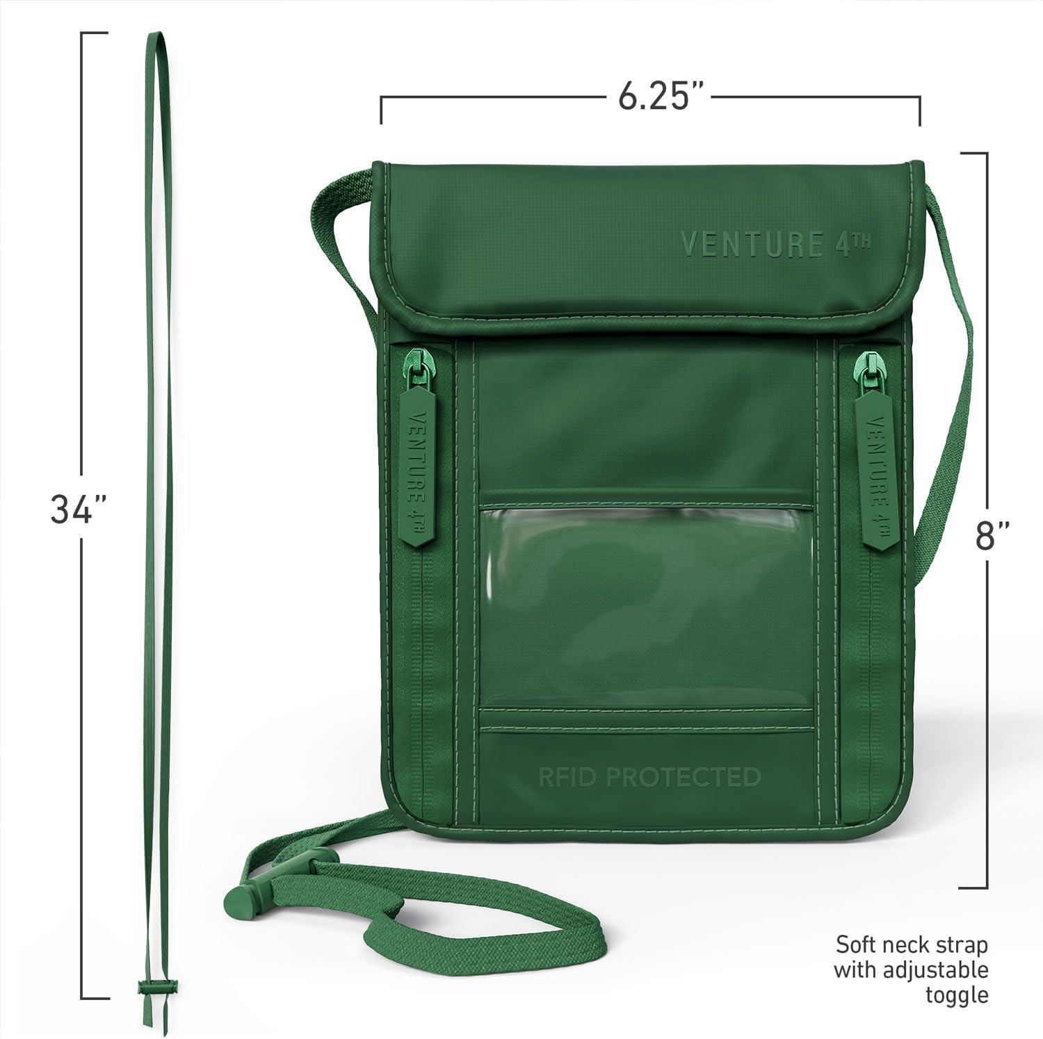 image:imageVENTURE 4TH Neck Wallet for Women amp Men RFID Blocking Passport Holder for Travel Hidden Neck Pouch with 6 Compartments Slim Lightweight Travel Organizer with Adjustable Strap BeigeSleek Army Green