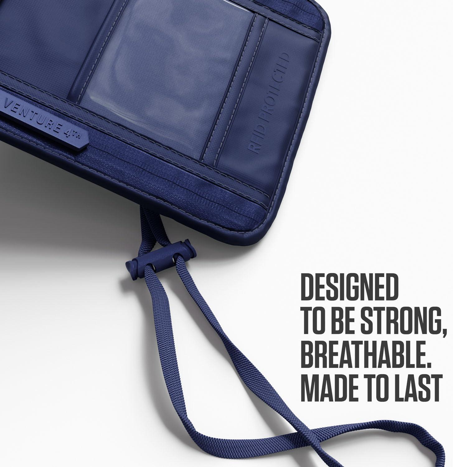image:imageVENTURE 4TH Neck Wallet for Women amp Men RFID Blocking Passport Holder for Travel Hidden Neck Pouch with 6 Compartments Slim Lightweight Travel Organizer with Adjustable Strap BeigeSleek Navy Blue