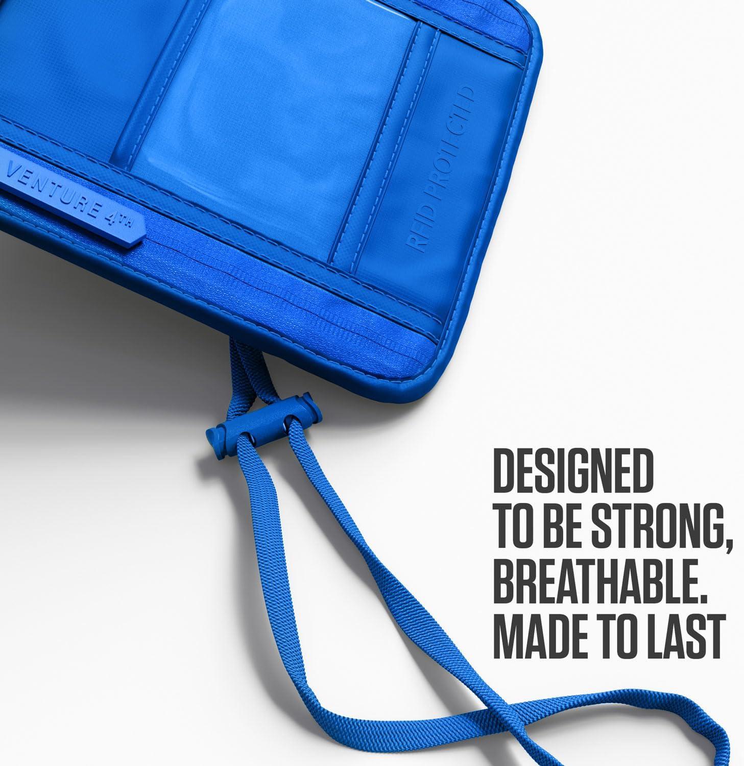 image:imageVENTURE 4TH Neck Wallet for Women amp Men RFID Blocking Passport Holder for Travel Hidden Neck Pouch with 6 Compartments Slim Lightweight Travel Organizer with Adjustable Strap BeigeSleek Blue