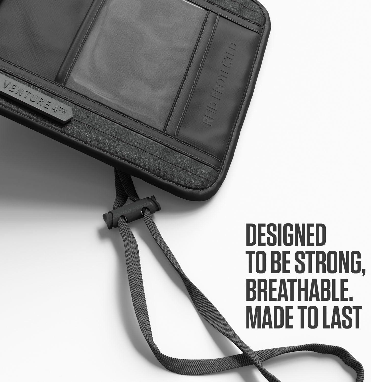 image:imageVENTURE 4TH Neck Wallet for Women amp Men RFID Blocking Passport Holder for Travel Hidden Neck Pouch with 6 Compartments Slim Lightweight Travel Organizer with Adjustable Strap BeigeSleek Gray