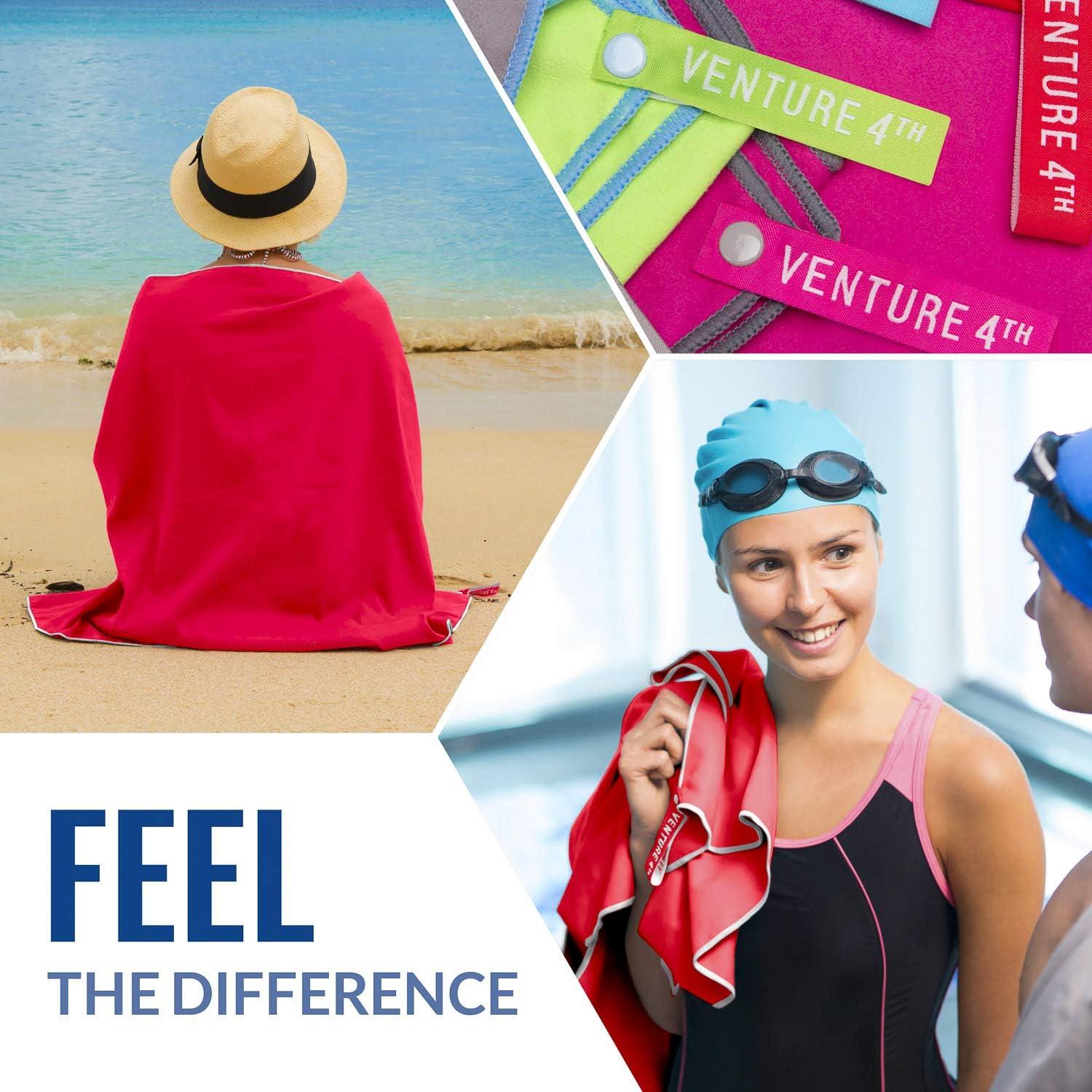 image:imageVENTURE 4TH Quick Dry Travel Towel Fast Drying Ultra Soft Microfiber Towels Essential for Camping Backpacking Yoga Swimming Gym Sports and Beach 3 Compact SizesRed White