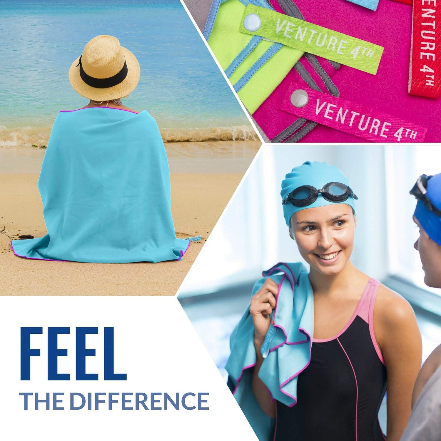 image:imageVENTURE 4TH Quick Dry Travel Towel Fast Drying Ultra Soft Microfiber Towels Essential for Camping Backpacking Yoga Swimming Gym Sports and Beach 3 Compact SizesBlue Pink