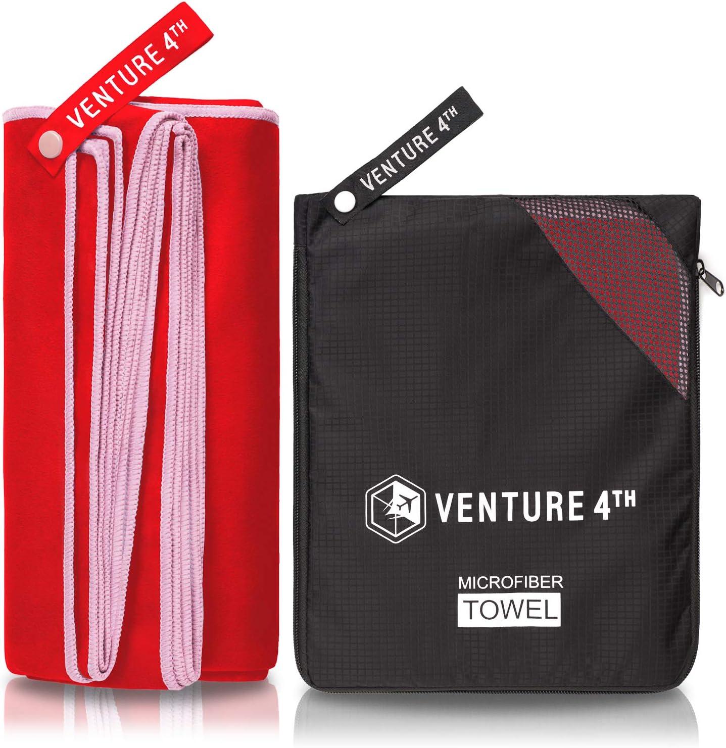 image:imageVENTURE 4TH Quick Dry Travel Towel Fast Drying Ultra Soft Microfiber Towels Essential for Camping Backpacking Yoga Swimming Gym Sports and Beach 3 Compact SizesRed White