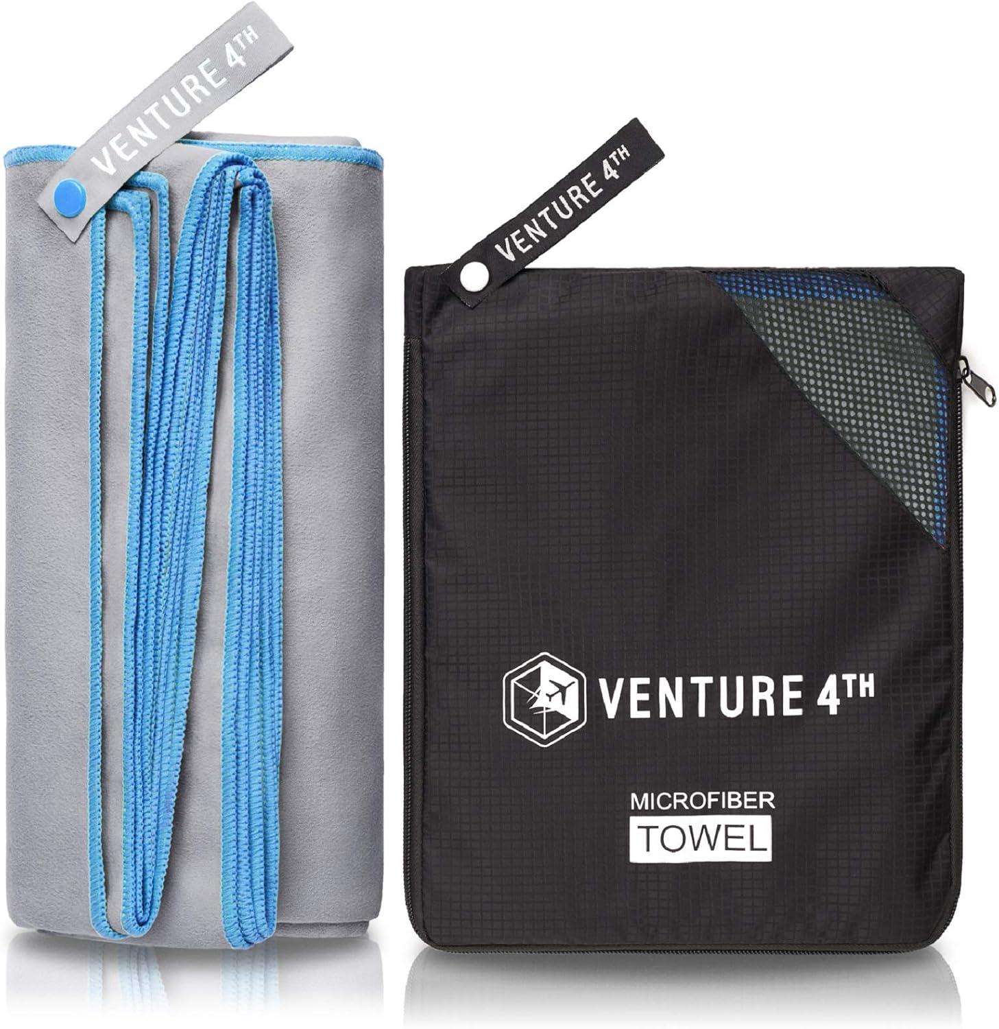 image:imageVENTURE 4TH Quick Dry Travel Towel Fast Drying Ultra Soft Microfiber Towels Essential for Camping Backpacking Yoga Swimming Gym Sports and Beach 3 Compact SizesGray Blue