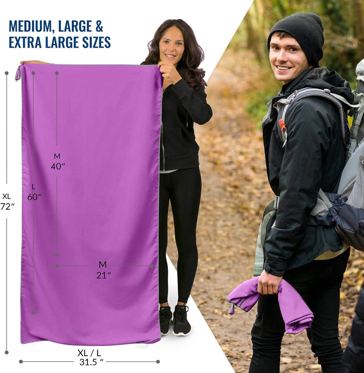 image:imageVENTURE 4TH Quick Dry Travel Towel Fast Drying Ultra Soft Microfiber Towels Essential for Camping Backpacking Yoga Swimming Gym Sports and Beach 3 Compact SizesPurple Gray