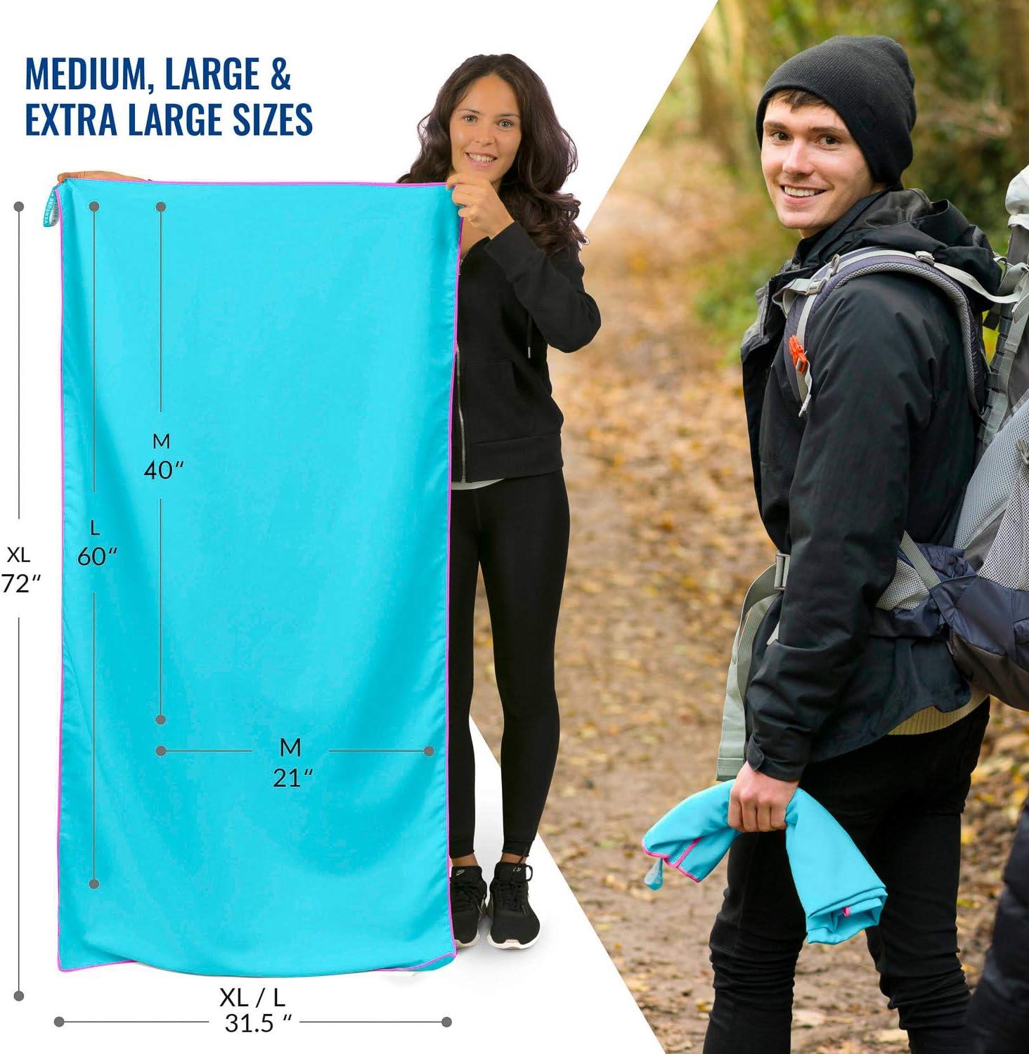 image:imageVENTURE 4TH Quick Dry Travel Towel Fast Drying Ultra Soft Microfiber Towels Essential for Camping Backpacking Yoga Swimming Gym Sports and Beach 3 Compact SizesBlue Pink
