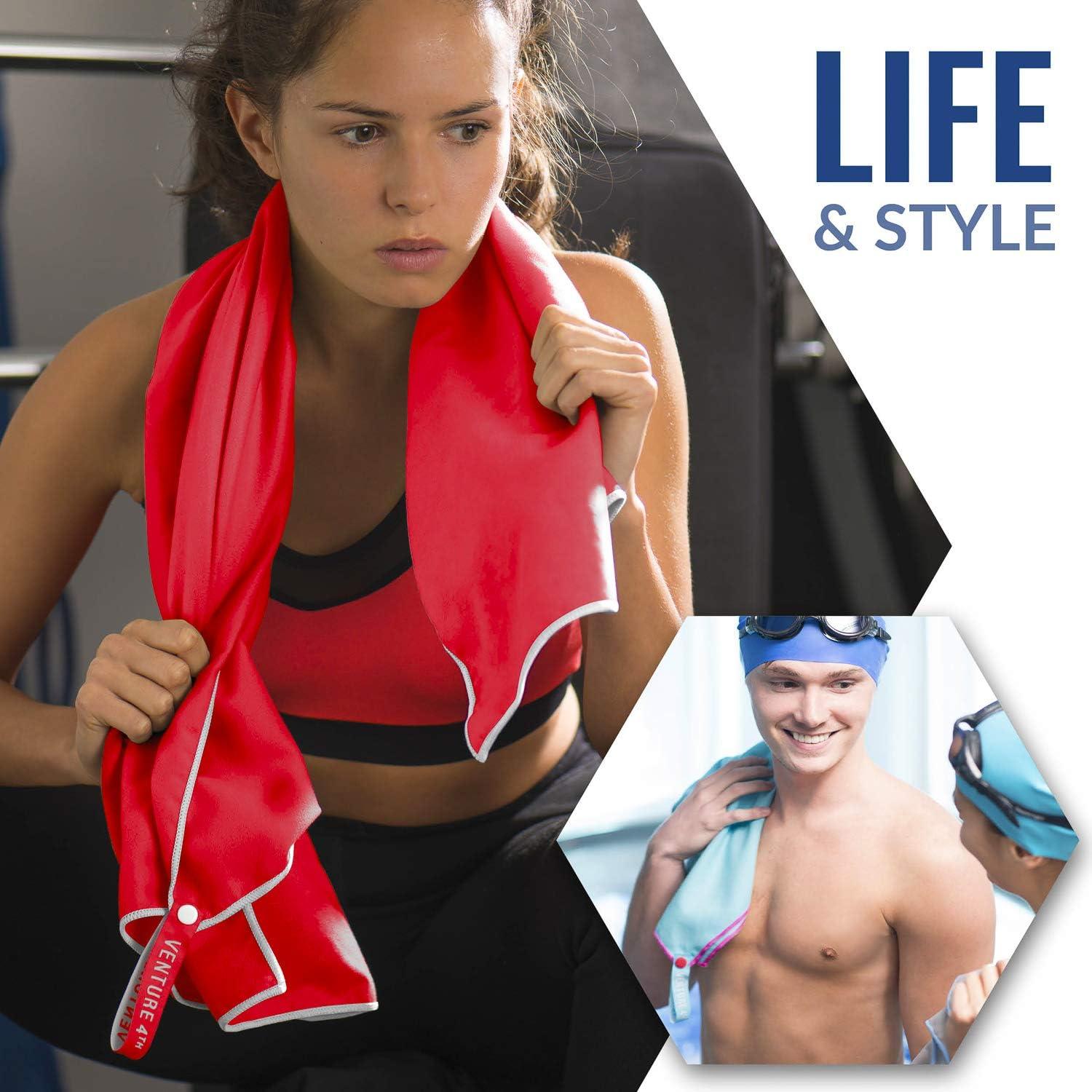 image:imageVENTURE 4TH Quick Dry Travel Towel Fast Drying Ultra Soft Microfiber Towels Essential for Camping Backpacking Yoga Swimming Gym Sports and Beach 3 Compact SizesRed White