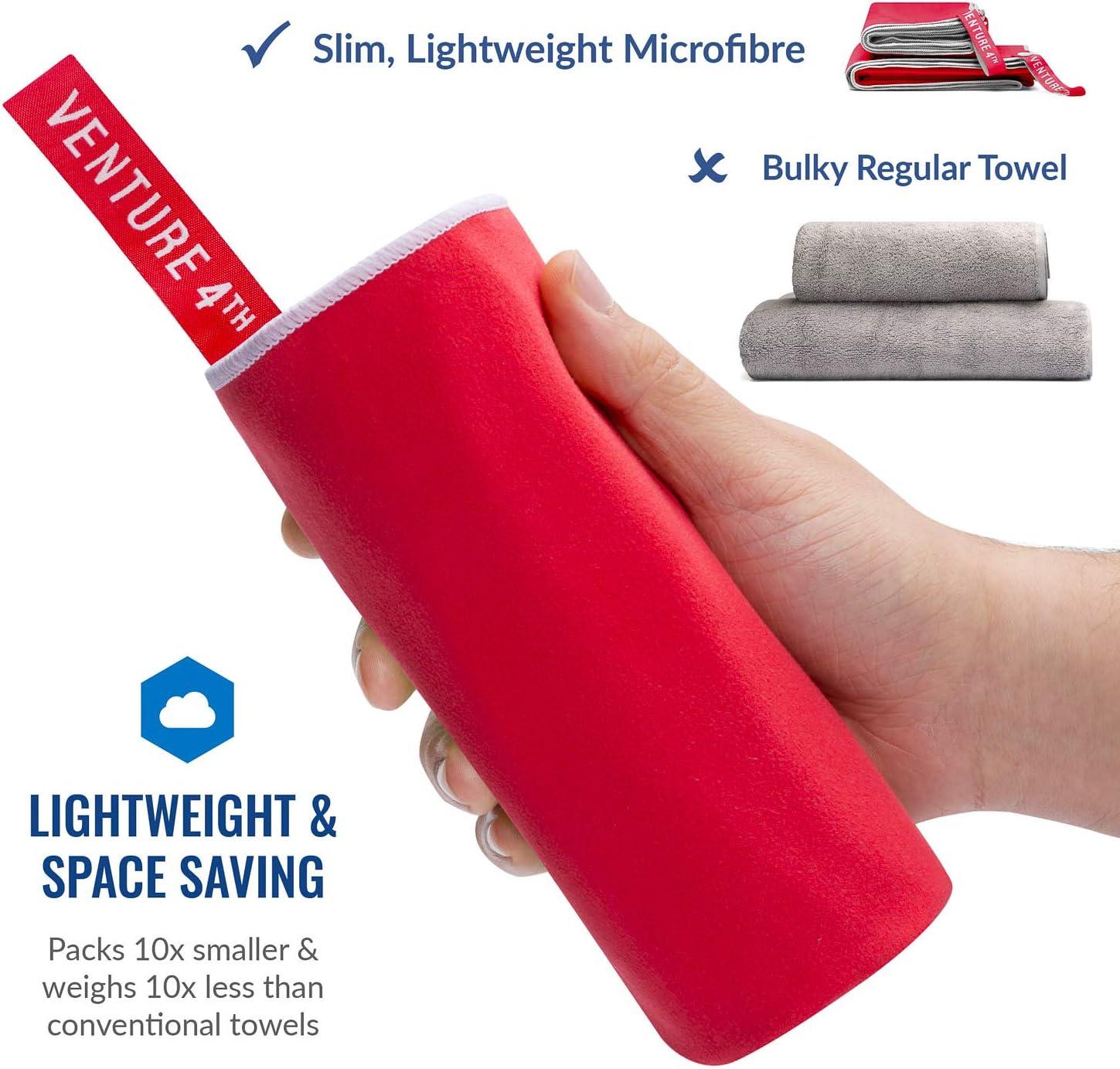 image:imageVENTURE 4TH Quick Dry Travel Towel Fast Drying Ultra Soft Microfiber Towels Essential for Camping Backpacking Yoga Swimming Gym Sports and Beach 3 Compact SizesRed White
